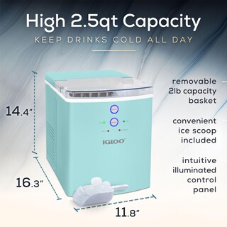 Foto 2 | Máquina Para Hacer Hielo, Encimera Eléctrica Igloo, 15 Kg/24 H, Color Aguamarina - Venta Internacional.