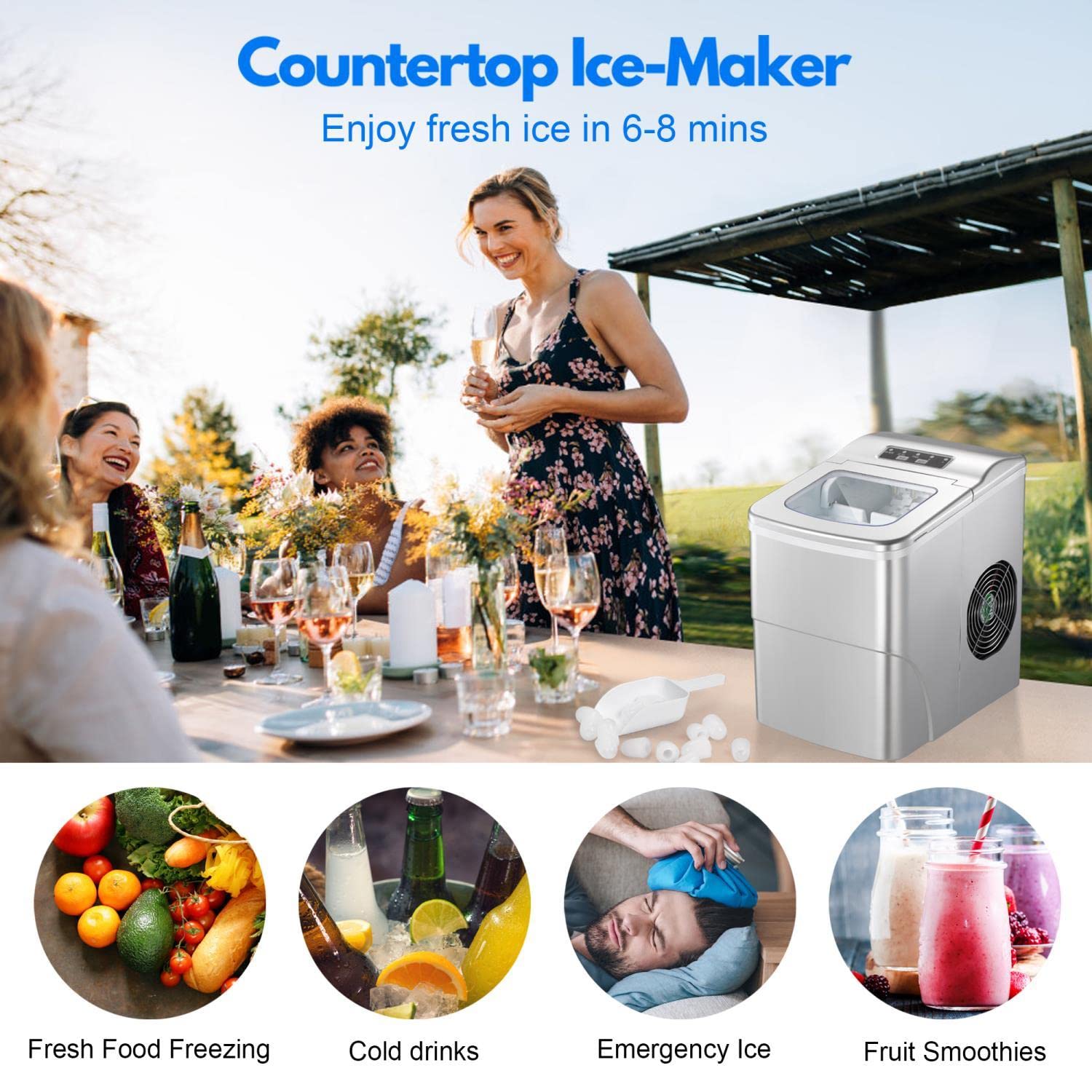 Foto 6 | Máquina De Hielo Portátil Okada Para Encimera, 26 Libras/24 H, Plateada - Venta Internacional.