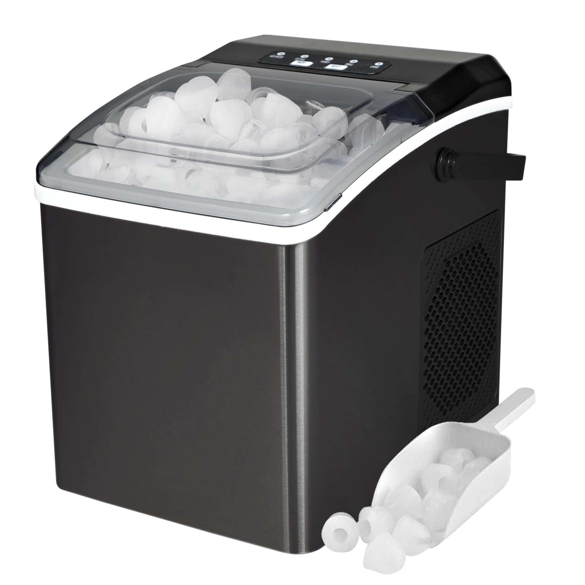 Máquina De Hielo Koolatron, Encimera Portátil, 12 Kg/día, Acero Negro - Venta Internacional.
