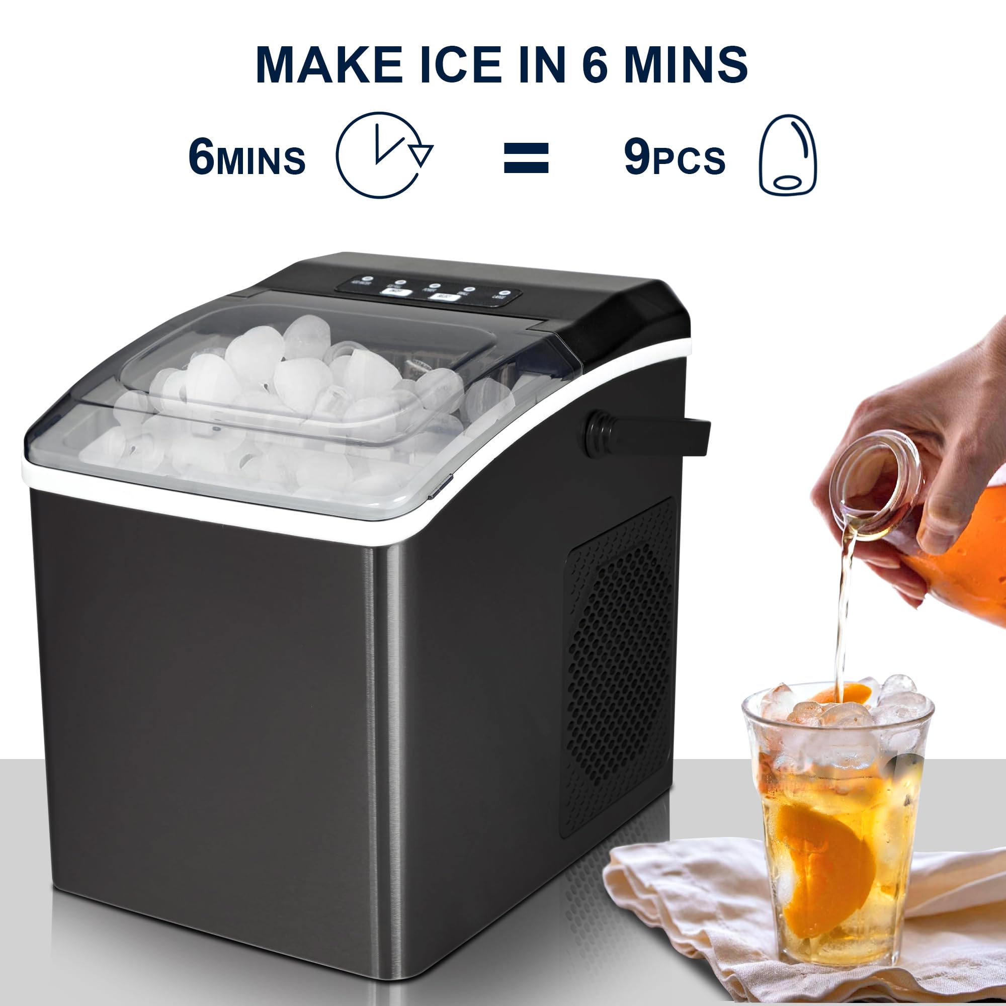 Foto 4 pulgar | Máquina De Hielo Koolatron, Encimera Portátil, 12 Kg/día, Acero Negro - Venta Internacional.