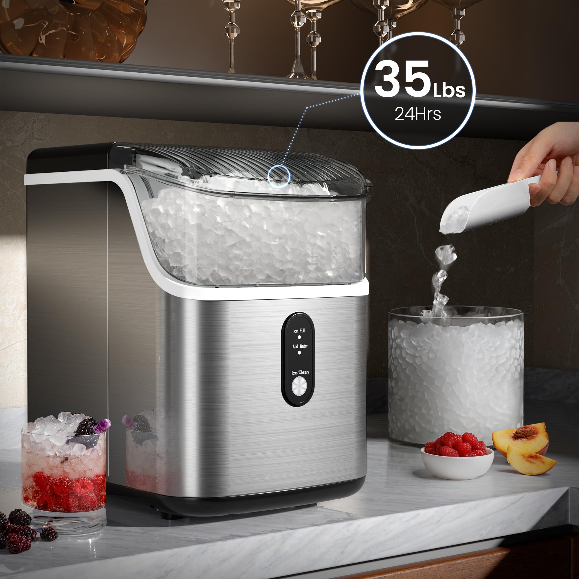 Foto 2 | Máquina De Hielo Kismile Nugget Para Encimera, 35 Libras Por Día, Con Hielo Masticable - Venta Internacional.