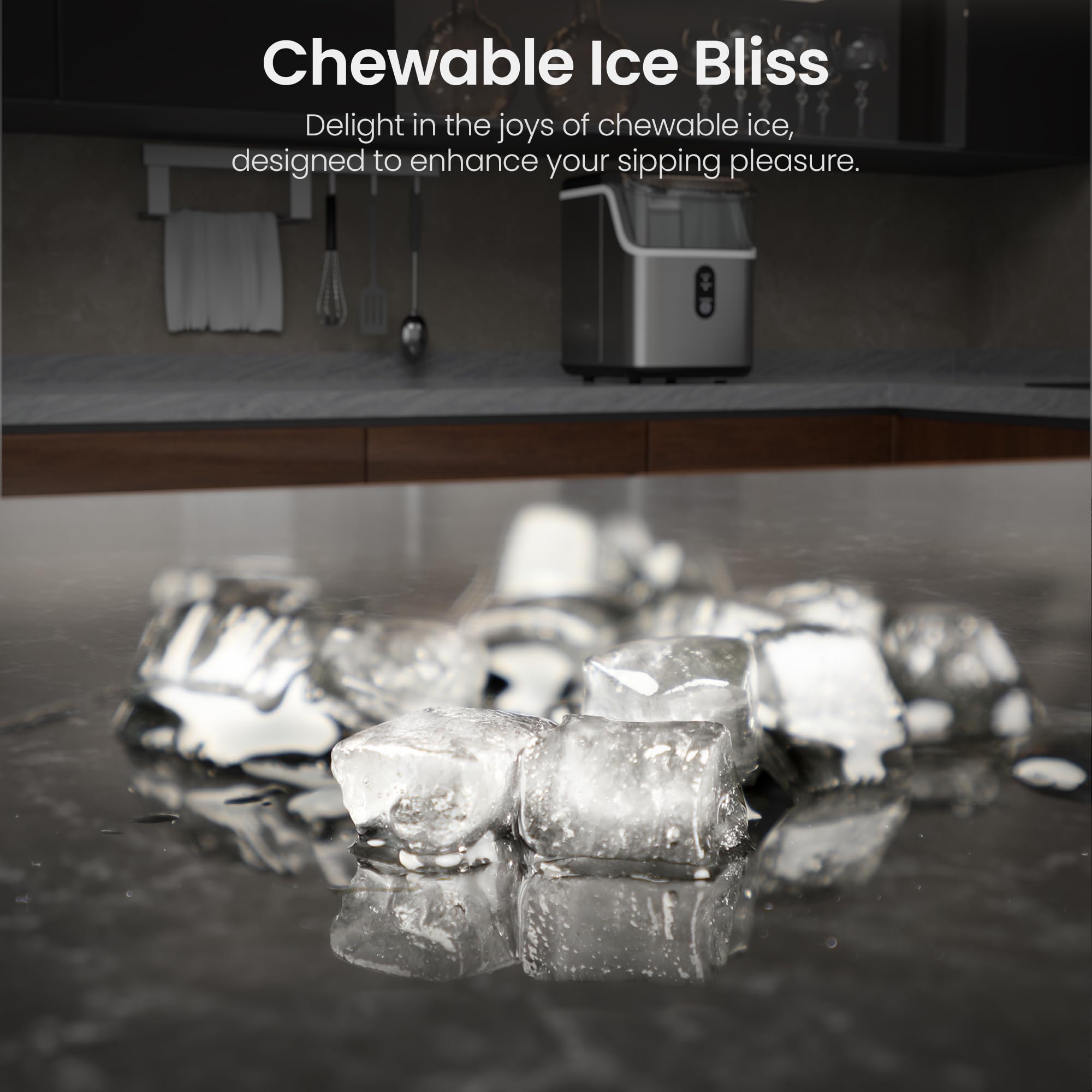 Foto 6 | Máquina De Hielo Kismile Nugget Para Encimera, 35 Libras Por Día, Con Hielo Masticable - Venta Internacional.