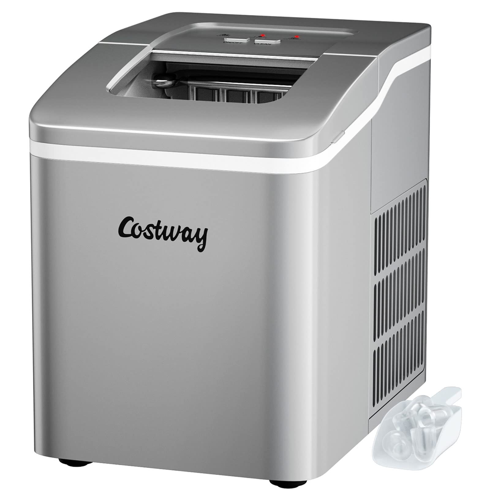 Máquina De Hielo Para Encimera Costway, 26 Libras/24 Horas, Autolimpiante, Plateada - Venta Internacional.