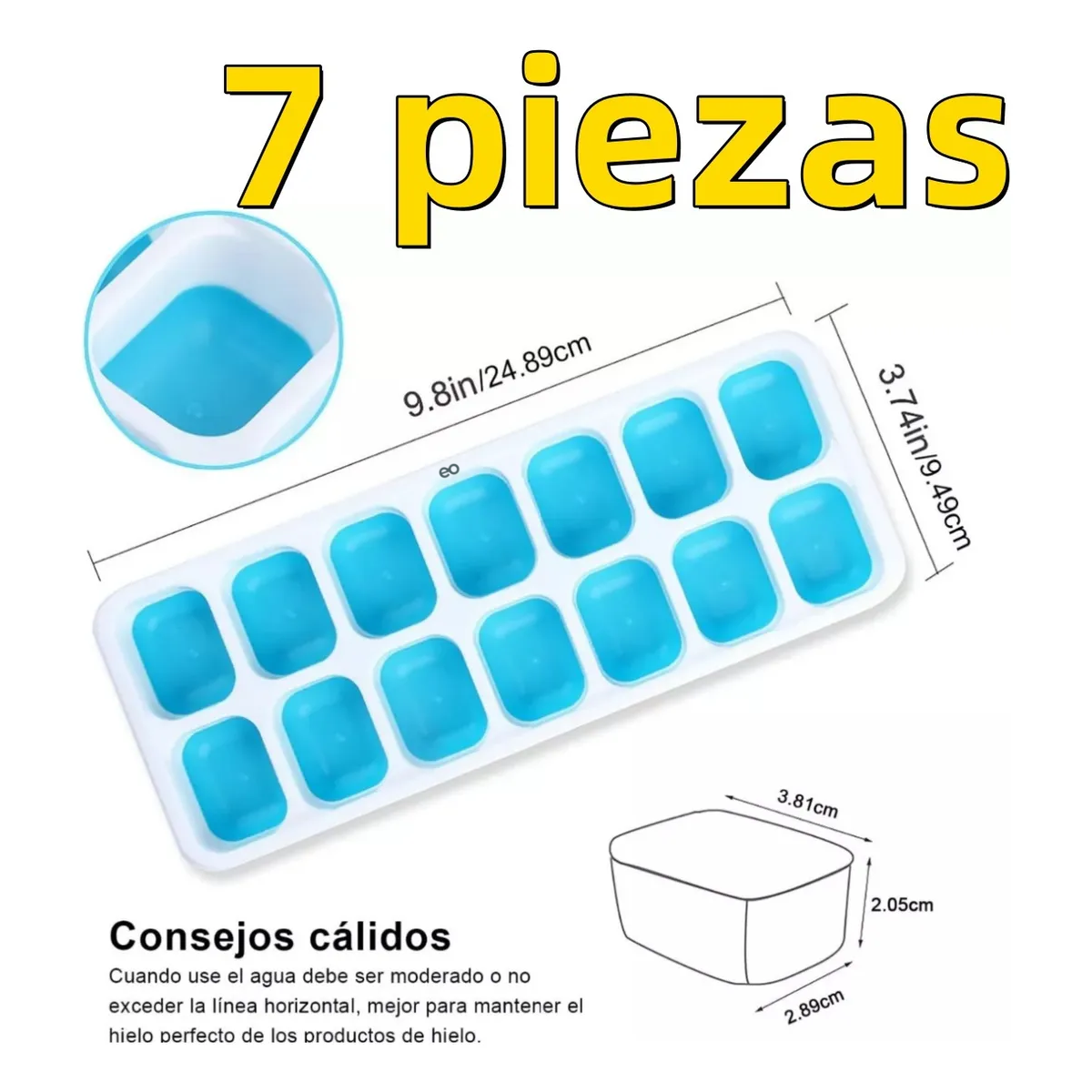 Foto 3 pulgar | Cubos para Hacer Hielo de Silicón Eo Safe Imports Esi-20669 Azul 7 Piezas