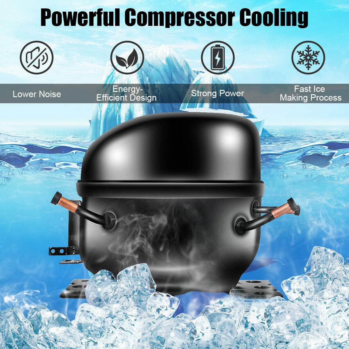 Foto 4 | Máquina De Hielo Costway Para Encimera  48 Libras/24 H  Acero Inoxidable - Venta Internacional.