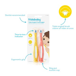 Foto 2 | Cepillo De Dientes Frida Baby Triple-angle Toothhugger Para Niños Pequeños, Paquete De 2 - Venta Internacional.