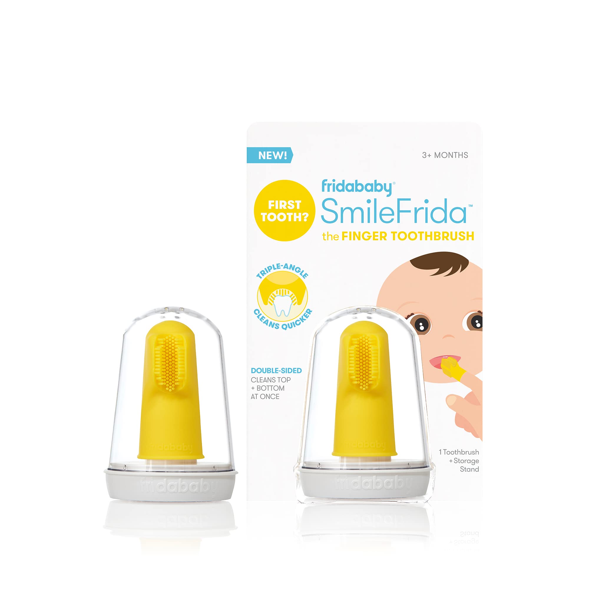 Cepillo De Dientes Frida Baby First Con Funda Para 3 Meses Y Soporte - Venta Internacional.