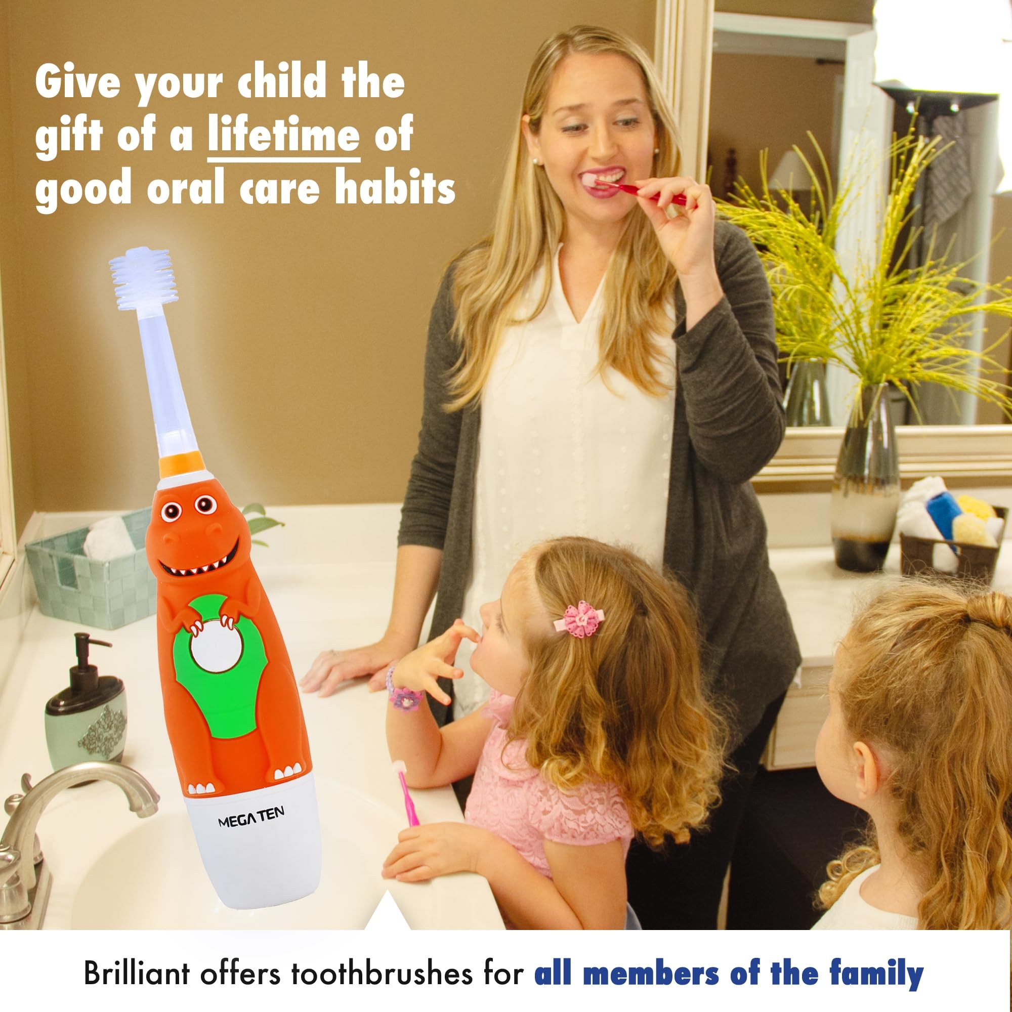 Foto 7 | Cepillo De Dientes Eléctrico Brilliant Oral Care Kids Sonic Dinosaur - Venta Internacional.