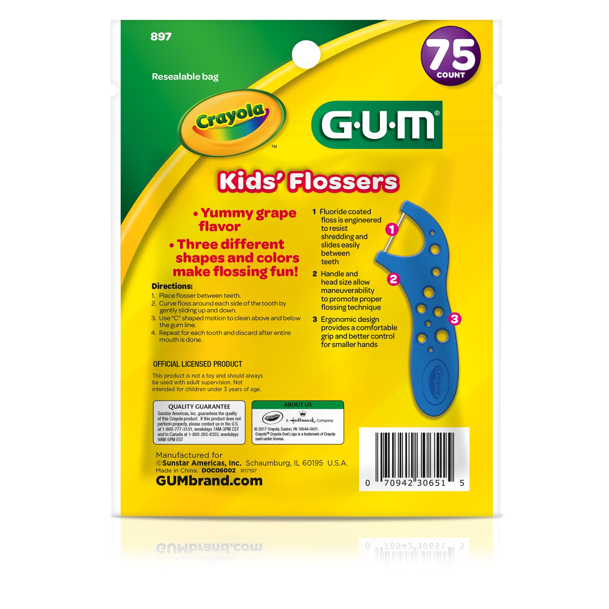 Foto 7 | Floss Picks Gum Crayola Kids Con Flúor, Sabor A Uva, 75 Unidades - Venta Internacional.