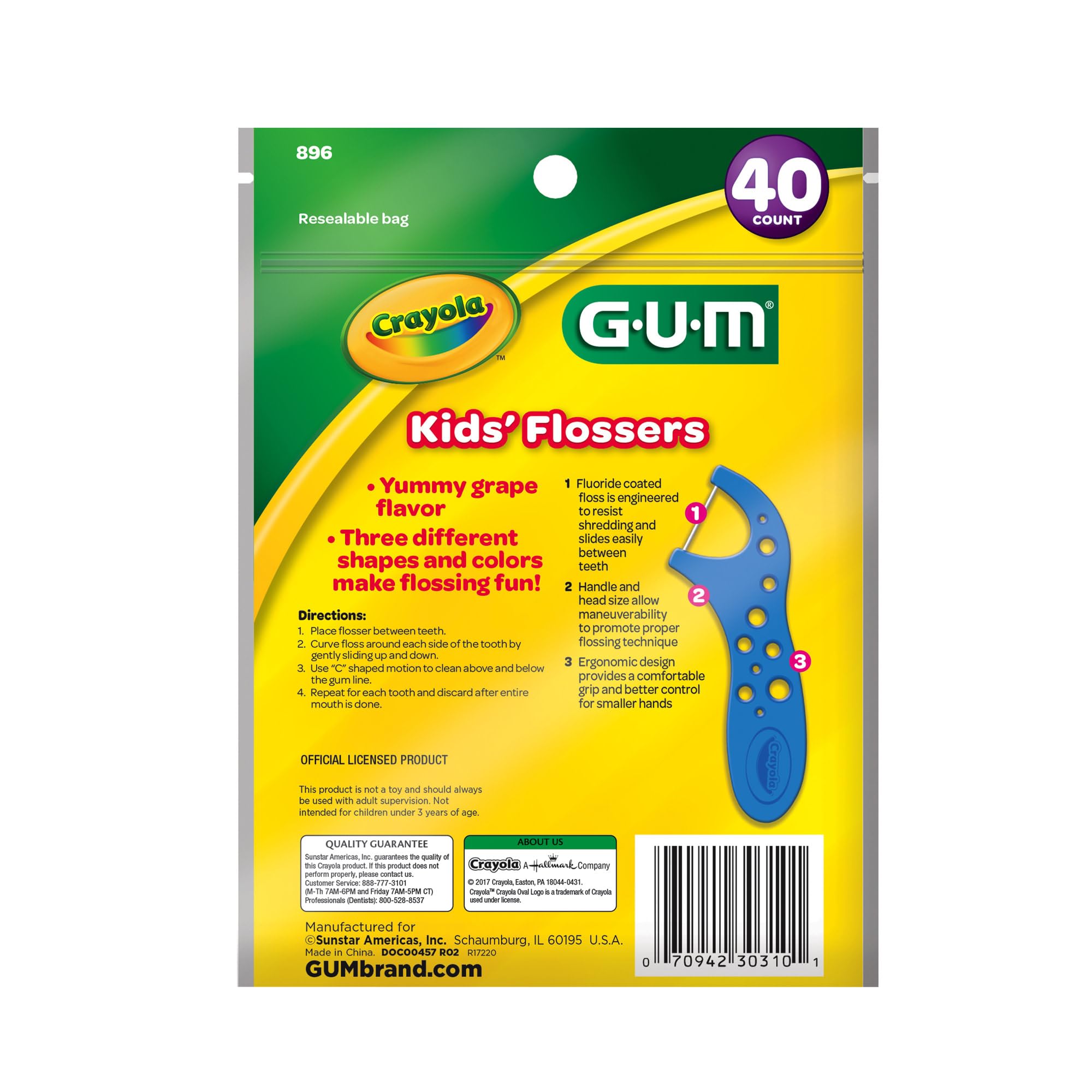 Foto 8 pulgar | Hilos Dentales Para Niños Gum Crayola Con Flúor, Diseñados Para Manos Pequeñas, Divertido Sabor A Uv - Venta Inte