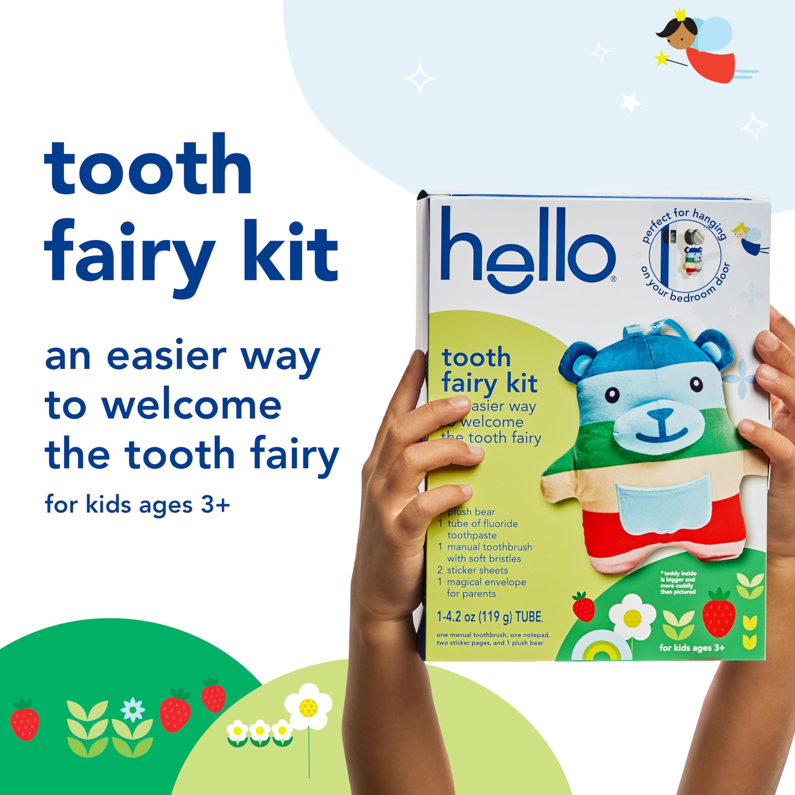 Foto 2 | Kit Hello Para El Hada De Los Dientes Con Cojín, Colgador De Puerta Y Osito De Peluche - Venta Internacional.