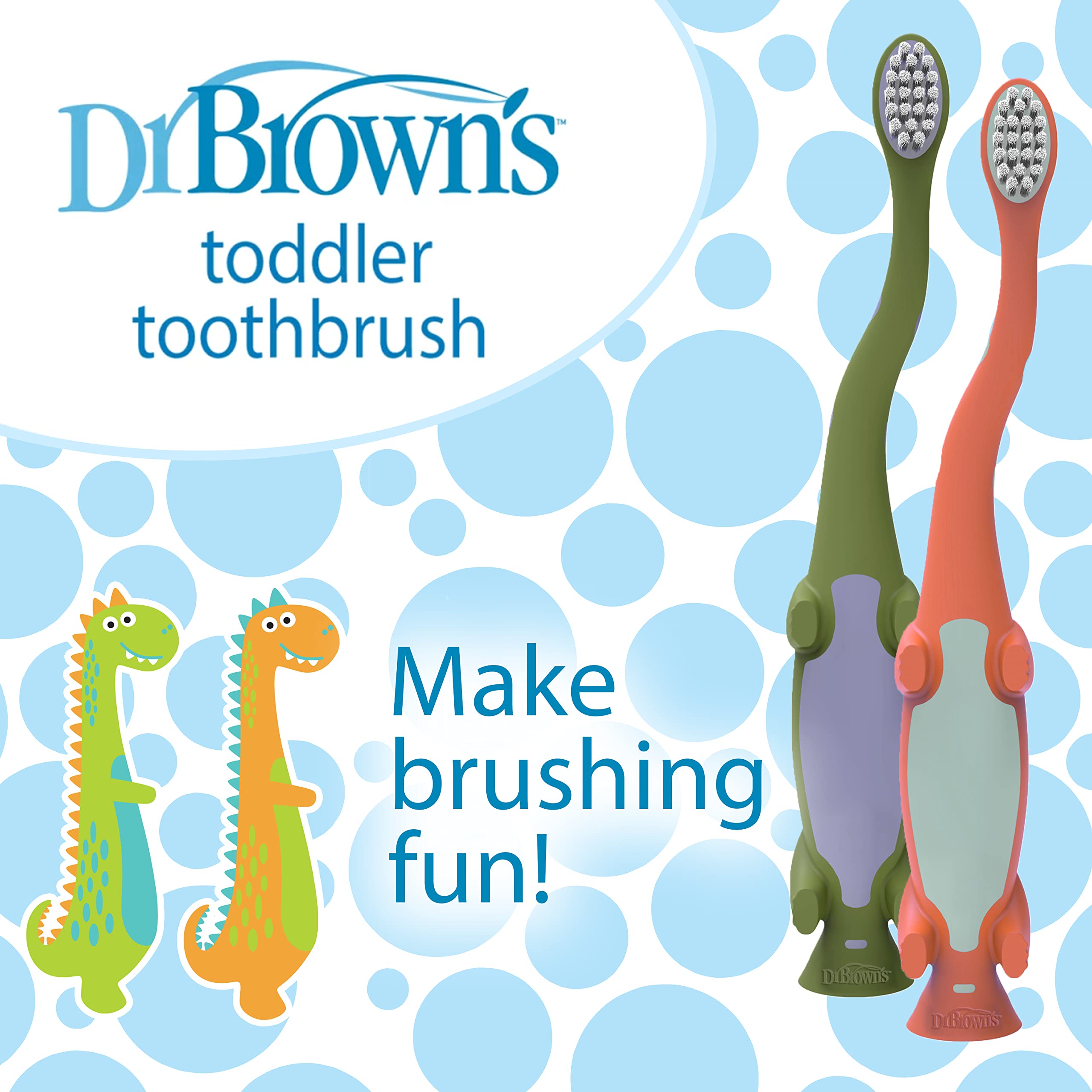 Foto 5 | Cepillo De Dientes Dr. Brown's Para Bebés Y Niños Pequeños, Diseño De Dinosaurio Verde/naranja - Venta Internacional.