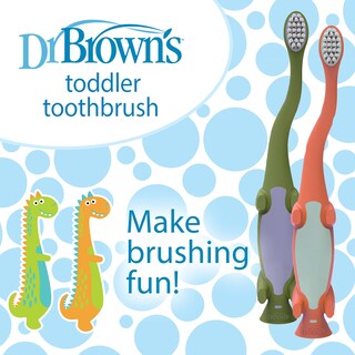 Foto 5 | Cepillo De Dientes Dr. Brown's Para Bebés Y Niños Pequeños, Diseño De Dinosaurio Verde/naranja - Venta Internacional.