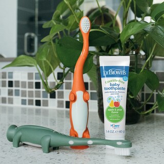 Foto 6 | Cepillo De Dientes Dr. Brown's Para Bebés Y Niños Pequeños, Diseño De Dinosaurio Verde/naranja - Venta Internacional.