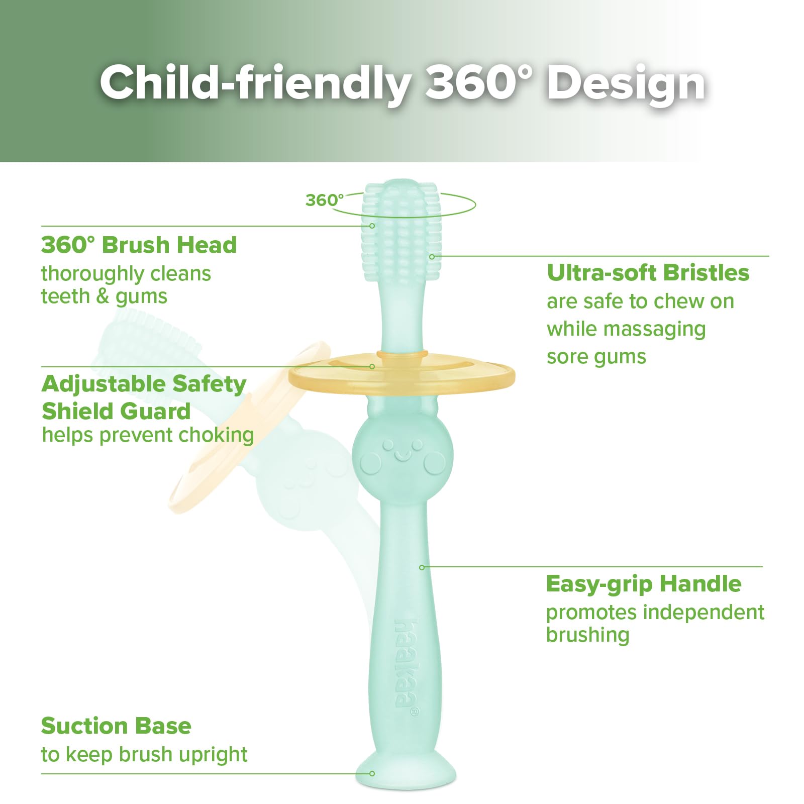 Foto 6 | Cepillo De Dientes Haakaa 360° Baby Con Base De Succión De Silicona Apta Para Uso Alimentario - Venta Internacional.