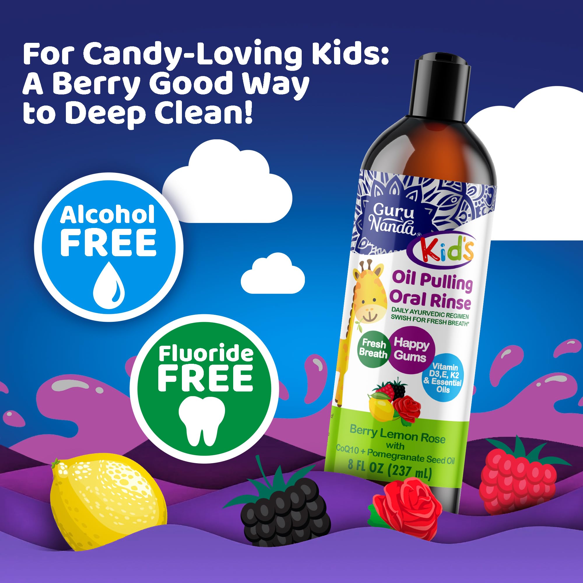 Foto 5 | Enjuague Bucal Gurunanda Kids Oil Pulling  Sin Alcohol  240 Ml - Venta Internacional.