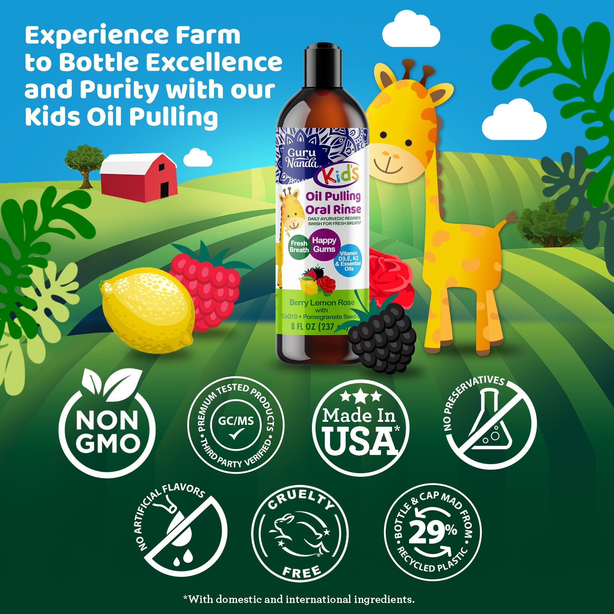 Foto 7 pulgar | Enjuague Bucal Gurunanda Kids Oil Pulling  Sin Alcohol  240 Ml - Venta Internacional.