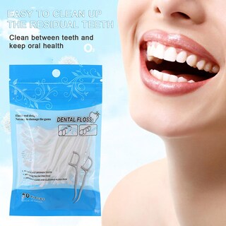 Foto 2 | Palitos De Hilo Dental Huoguo Desechables Para El Cuidado Bucal 50 Unidades - Venta Internacional.