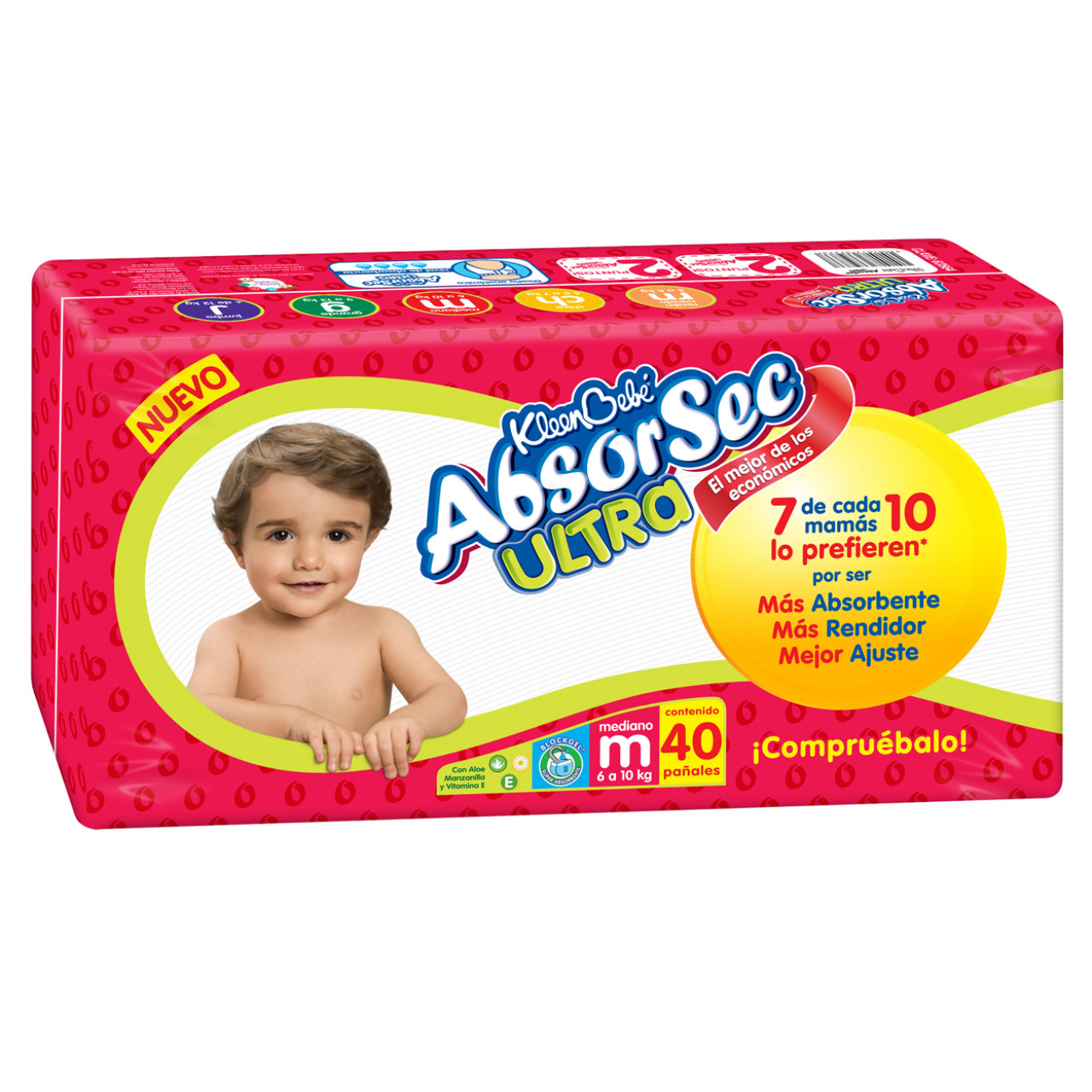 Foto 2 pulgar | Pañales Kleen Bebé Absorsec Ultra Talla Mediana 40 Piezas