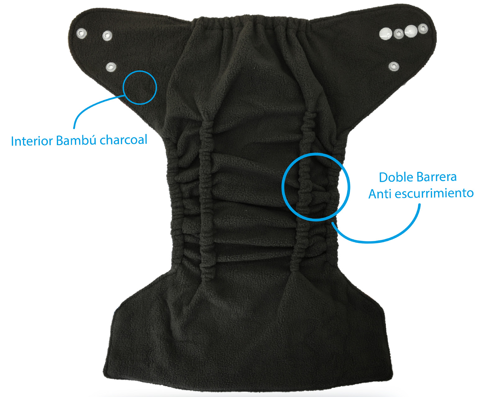 Foto 2 | Pañal Ecológico de Tela Para Bebes Ecobaby Orignal Doble Barrera Interior Bambú Charcoal