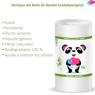 Foto 7 | Pañal Ecológico de Tela Ecobaby Original Pack 11 Multicolor más 1 Rollo de Papel de Bambú 100 Hojas