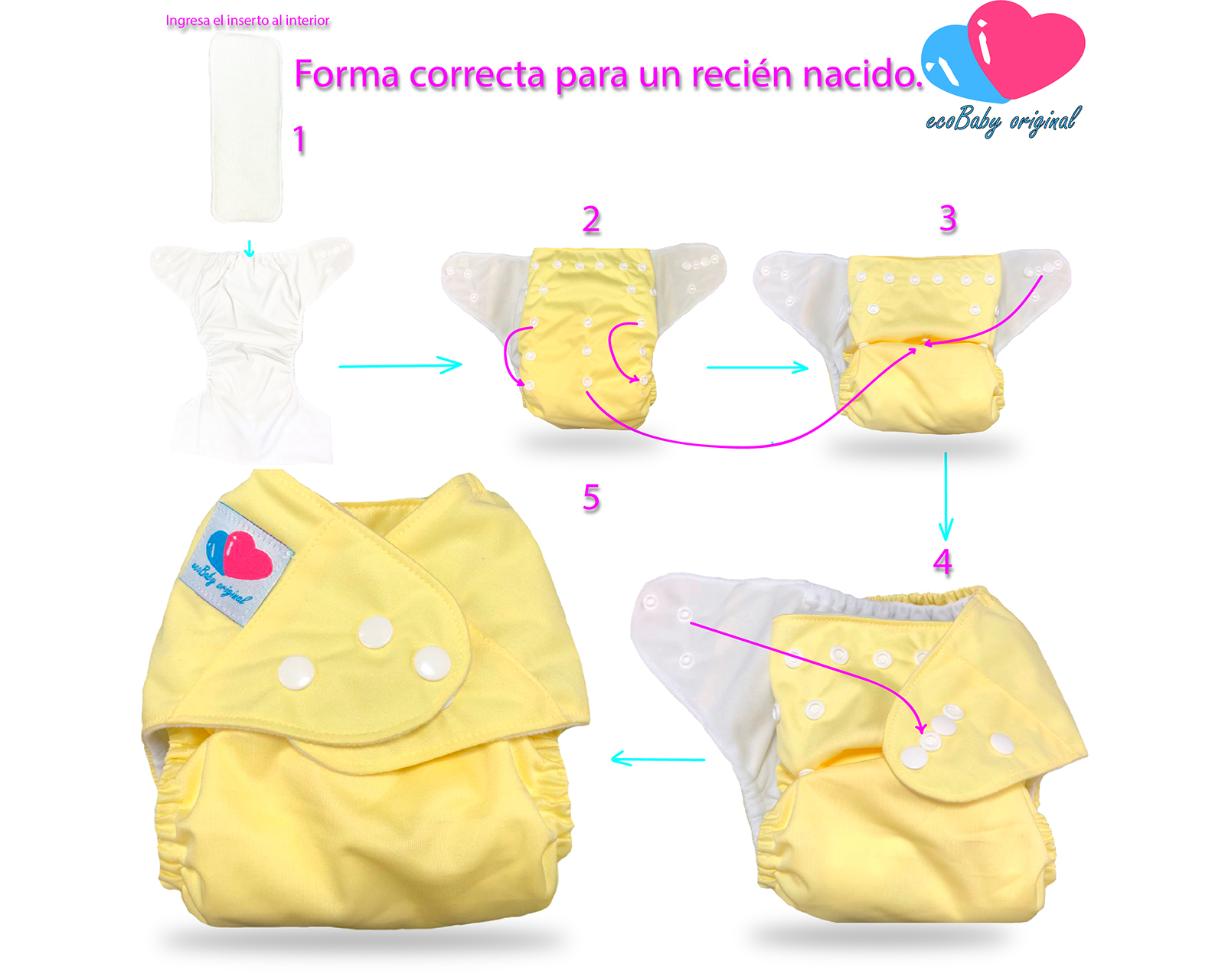 Foto 5 | Pañales Ecológicos de Tela Ecobaby Multicolor Original Refuerzo Doble Inserto