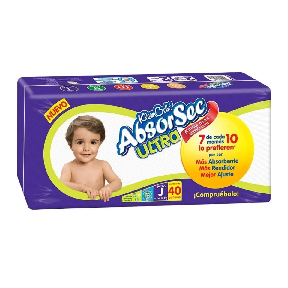 Pañales Kleen Bebé Absorsec Ultra Talla Jumbo 40 piezas