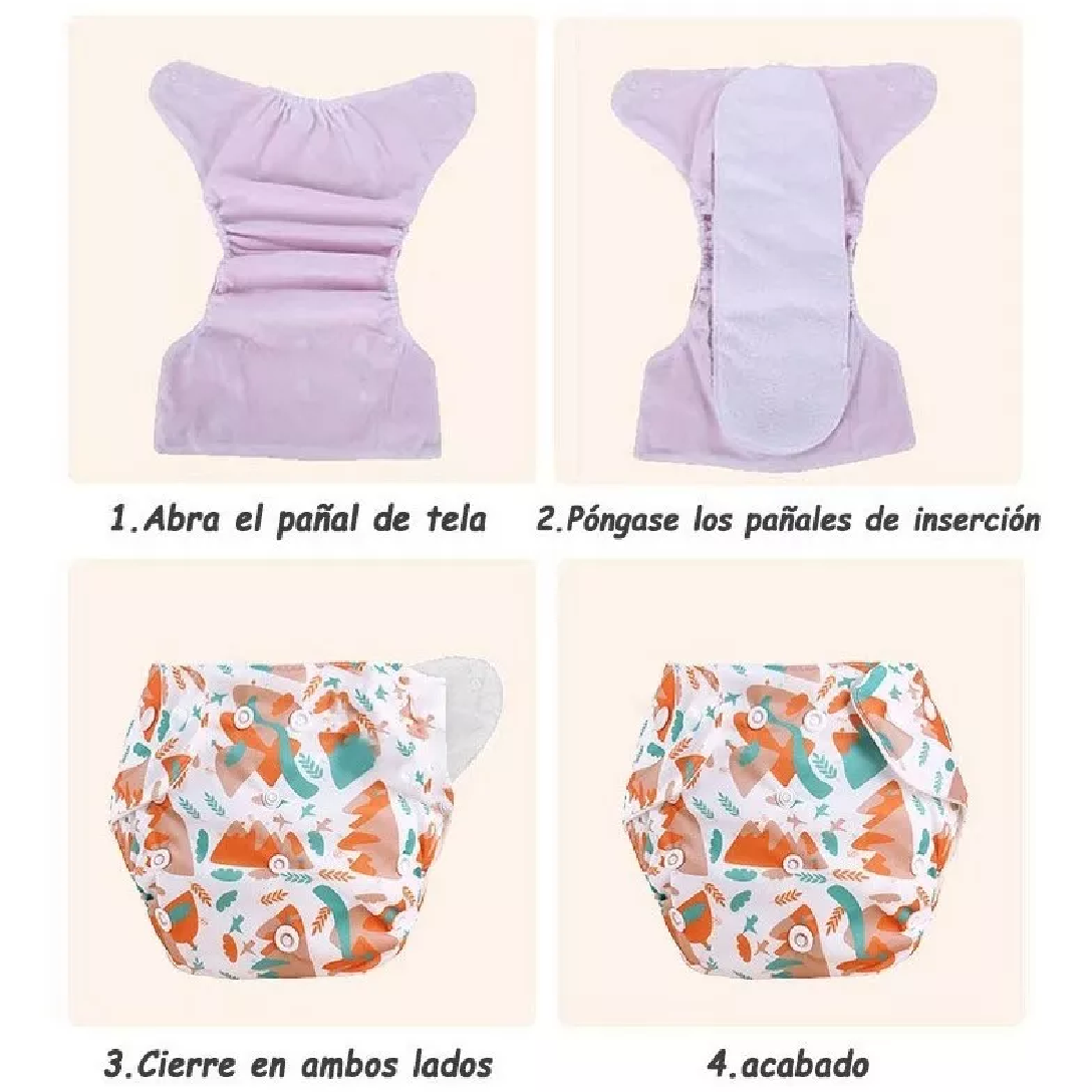 Foto 6 pulgar | Pañales Ecológicos BELUG Paquete 8 Reutilizables más 8 Insertos Blancos