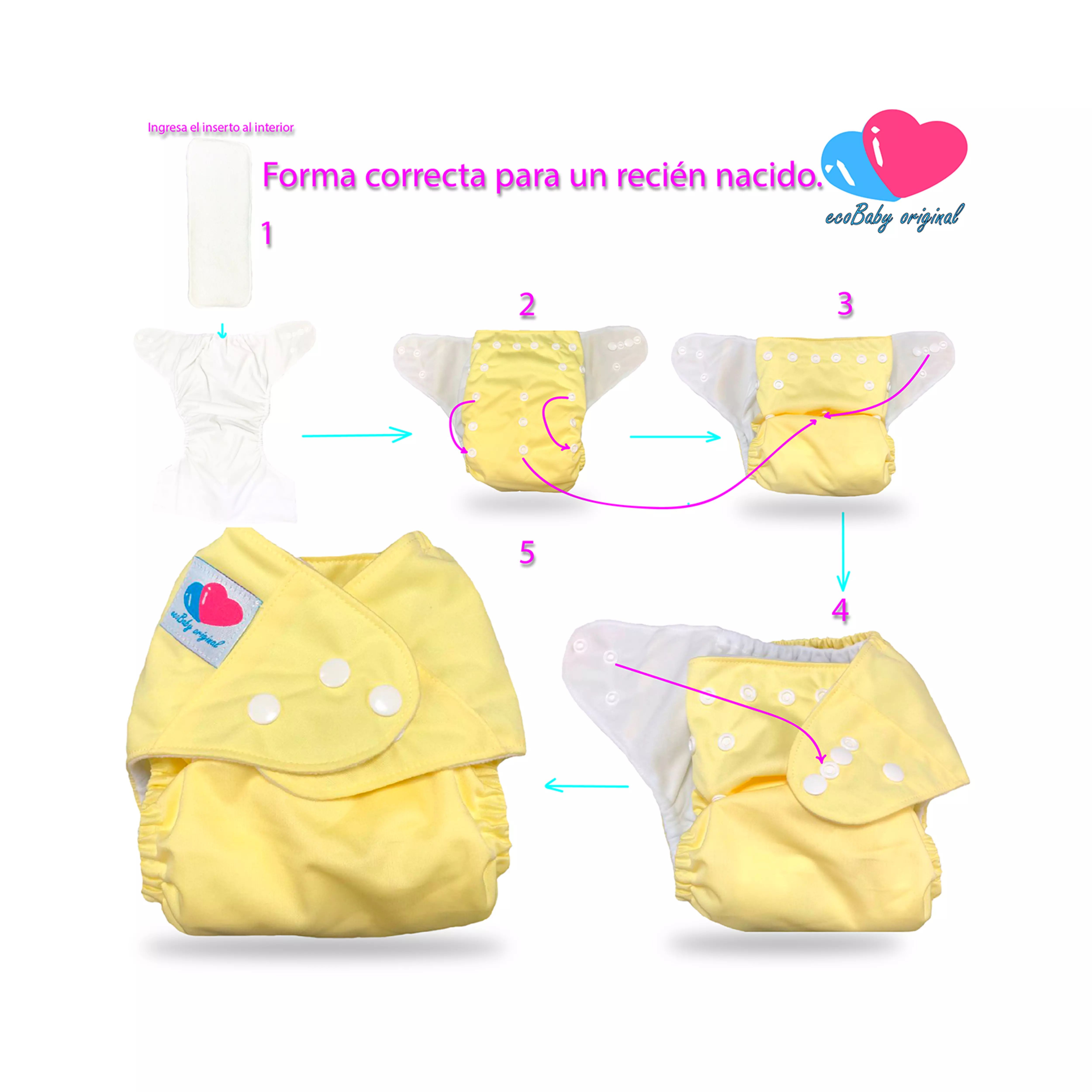 Foto 7 | Pañal Ecológico de Tela Reutilizable Ecobaby Original Ultra Pack Multicolor + Accesorios