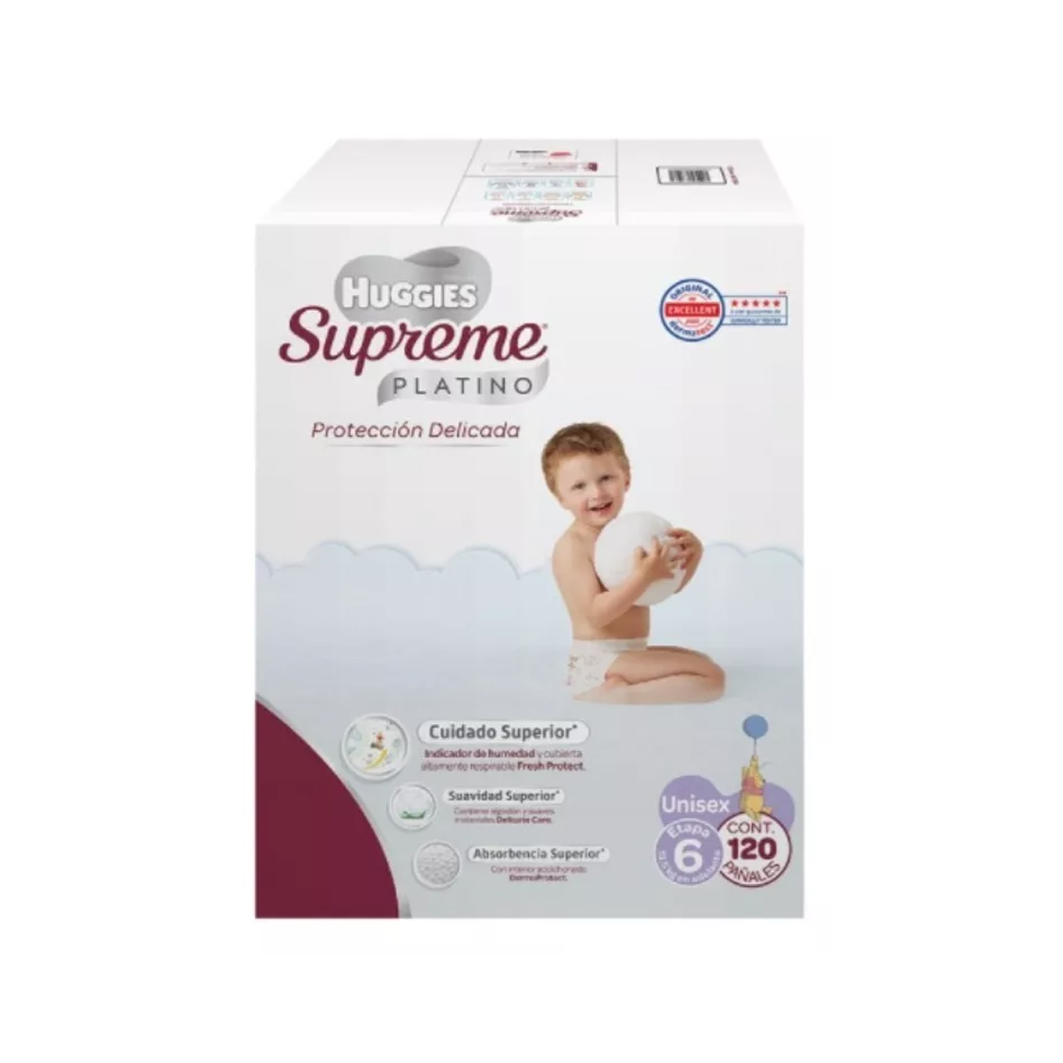 Pañales Huggies Supreme Platino Etapa 6 120 Piezas Unisex