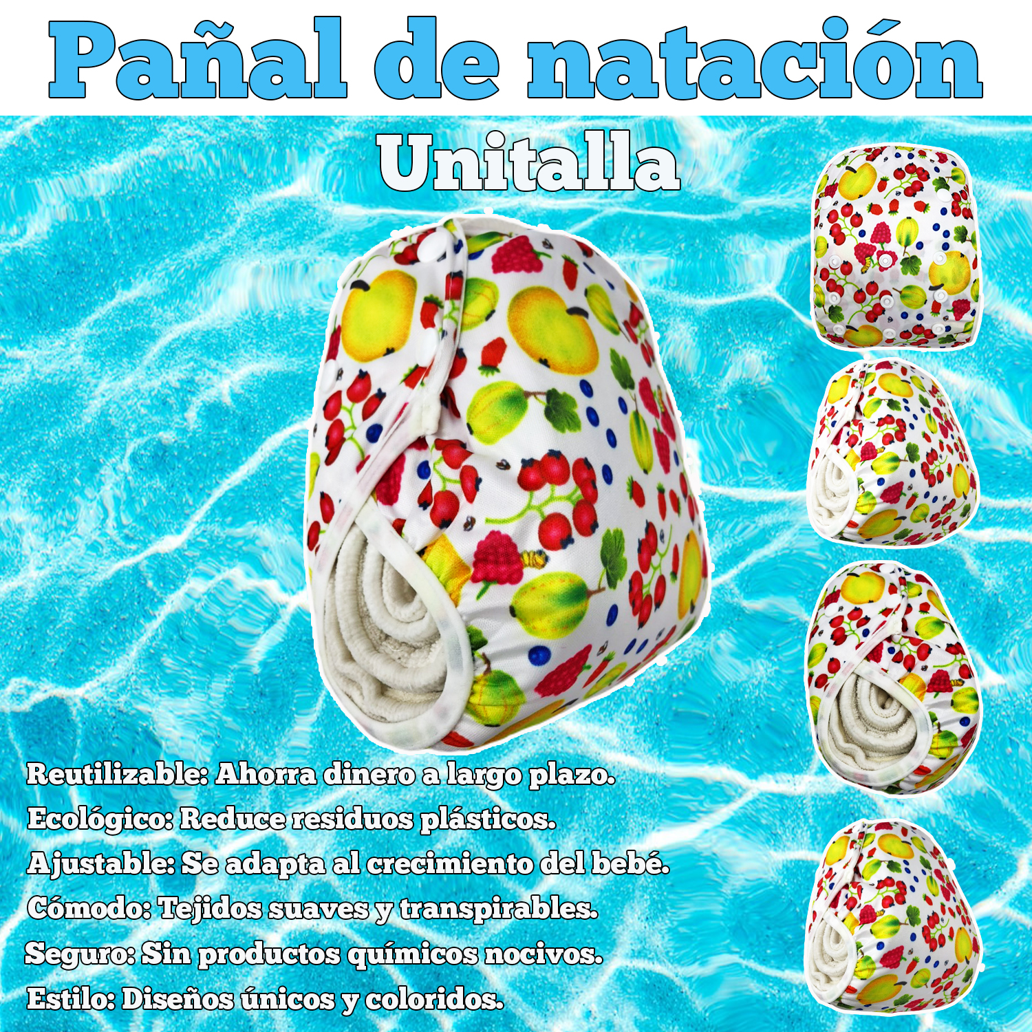 Foto 5 pulgar | Pañal de Natación Tela Reutilizable Ecológico para Bebés Ecobaby Original