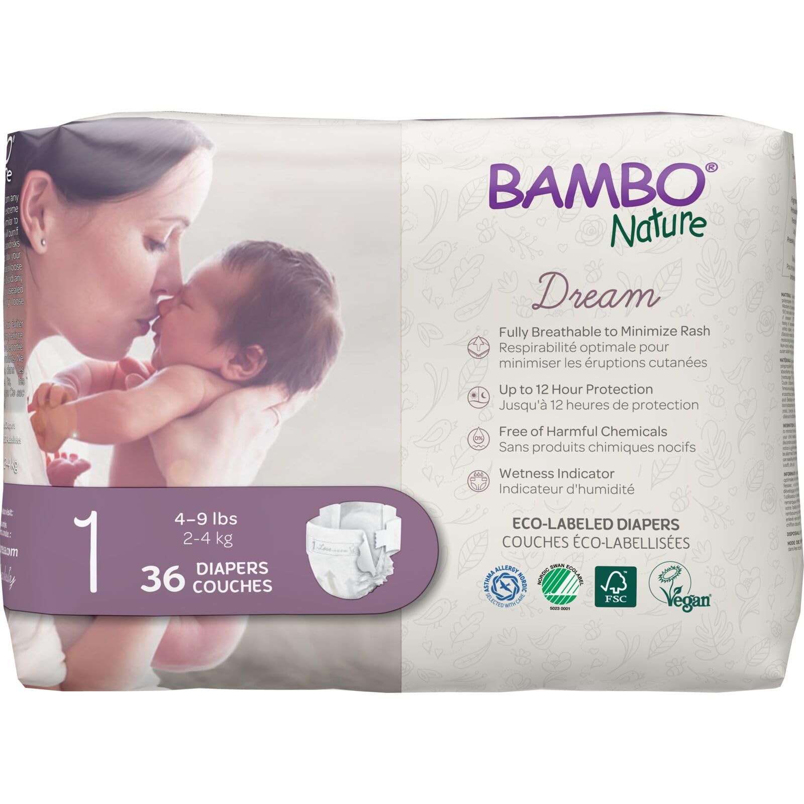 Pañales Para Bebés Bambo Nature Hipoalergénicos, Tamaño 1 (36 Unidades) - Venta Internacional.