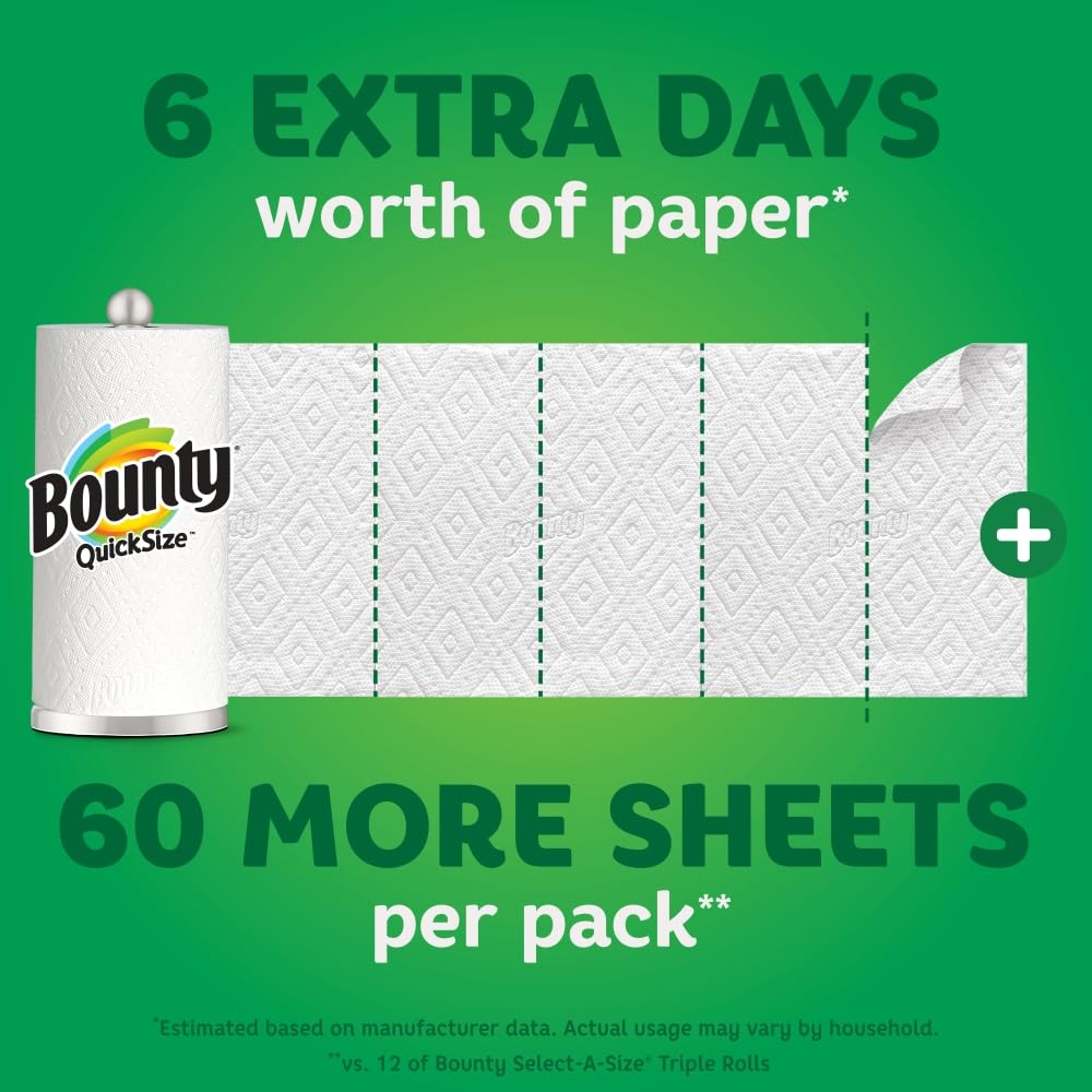 Foto 6 | Toallas De Papel Bounty, Tamaño Rápido, Blancas, 12 Rollos Triples Familiares - Venta Internacional.