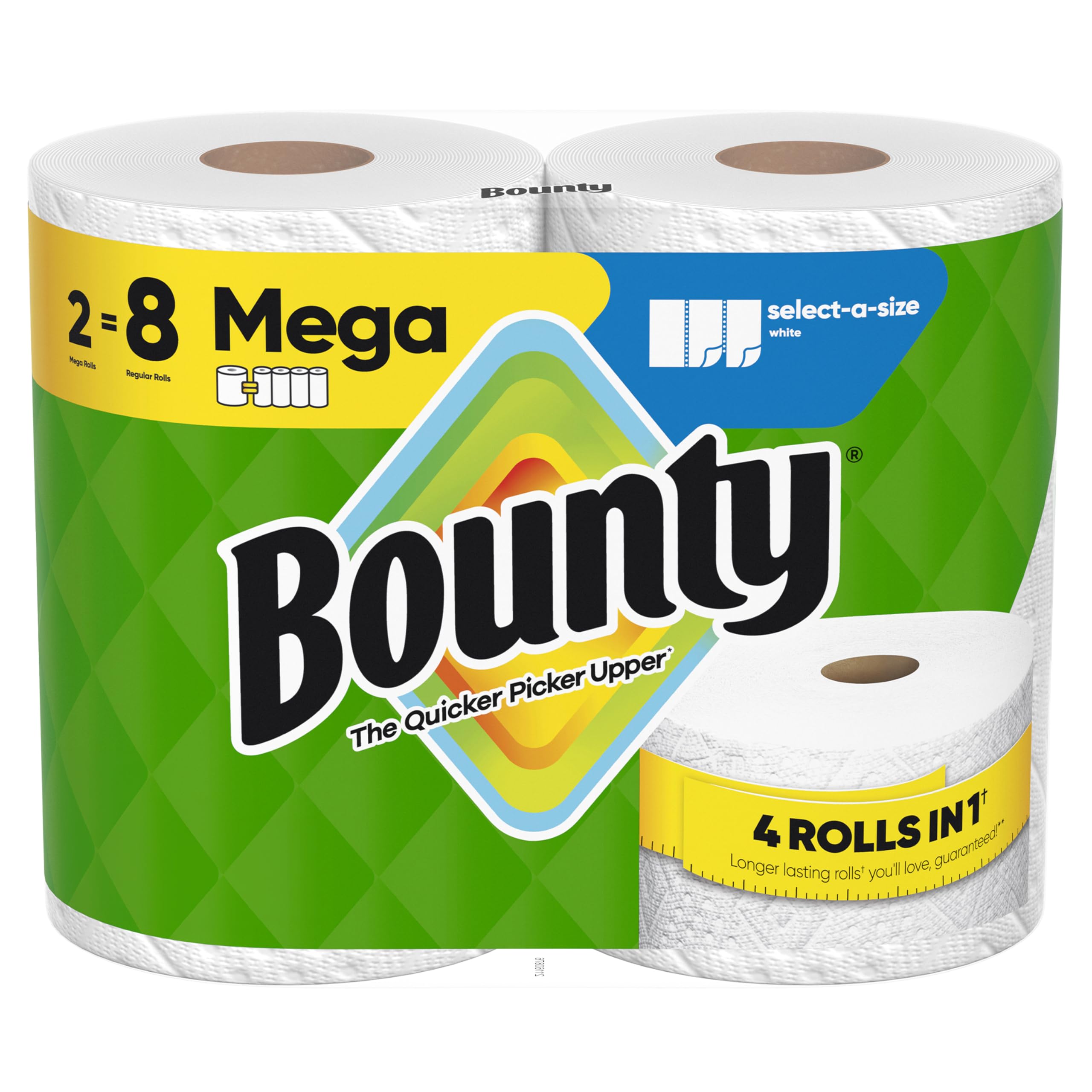 Toallas De Papel Bounty Select-a Size, 2 Mega Rollos = 8 Normales - Venta Internacional.