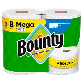 Foto 1 | Toallas De Papel Bounty Select-a Size, 2 Mega Rollos = 8 Normales - Venta Internacional.
