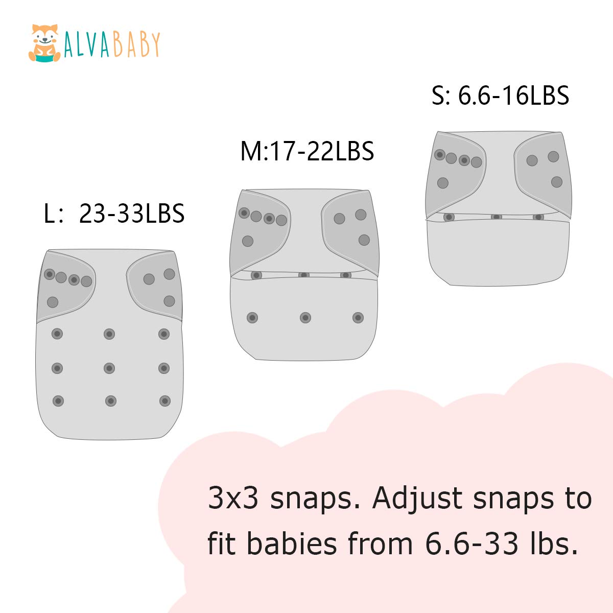Foto 3 pulgar | Paquete De 6 Pañales De Tela Alvababy, Lavables Y Reutilizables, Con 12 Insertos - Venta Internacional.