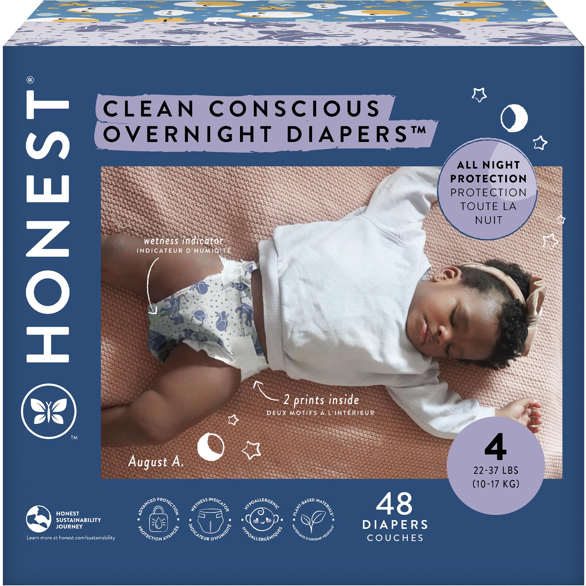 Foto 2 pulgar | Pañales The Honest Company Clean Conscious Overnight, Talla 4 - Venta Internacional.