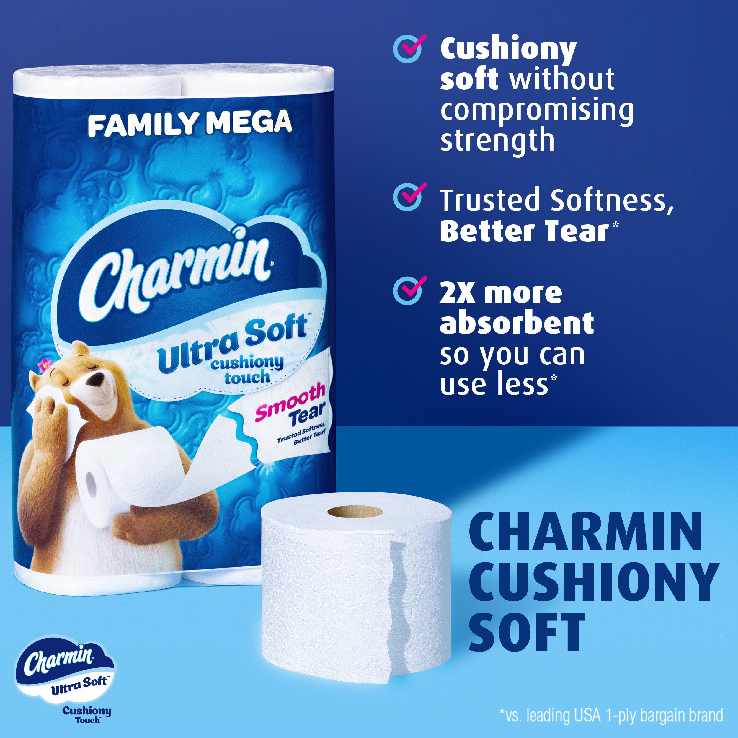 Foto 3 pulgar | Papel Higiénico Charmin Ultra Soft Cushiony Touch 24 Mega Rollos - Venta Internacional.
