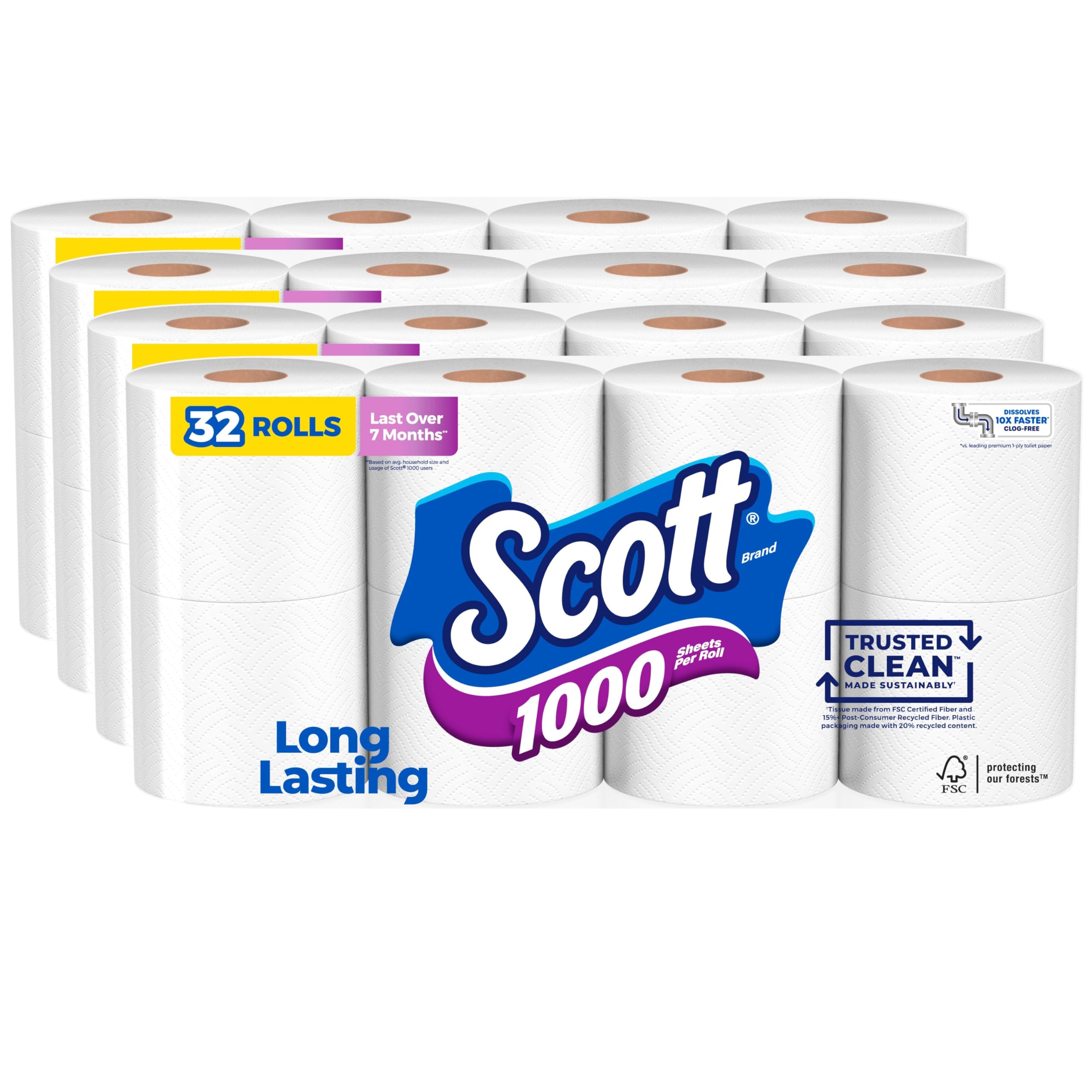 Foto 1 | Papel Higiénico Scott 1000 Trusted Clean 32 Rollos De 1 Capa - Venta Internacional.