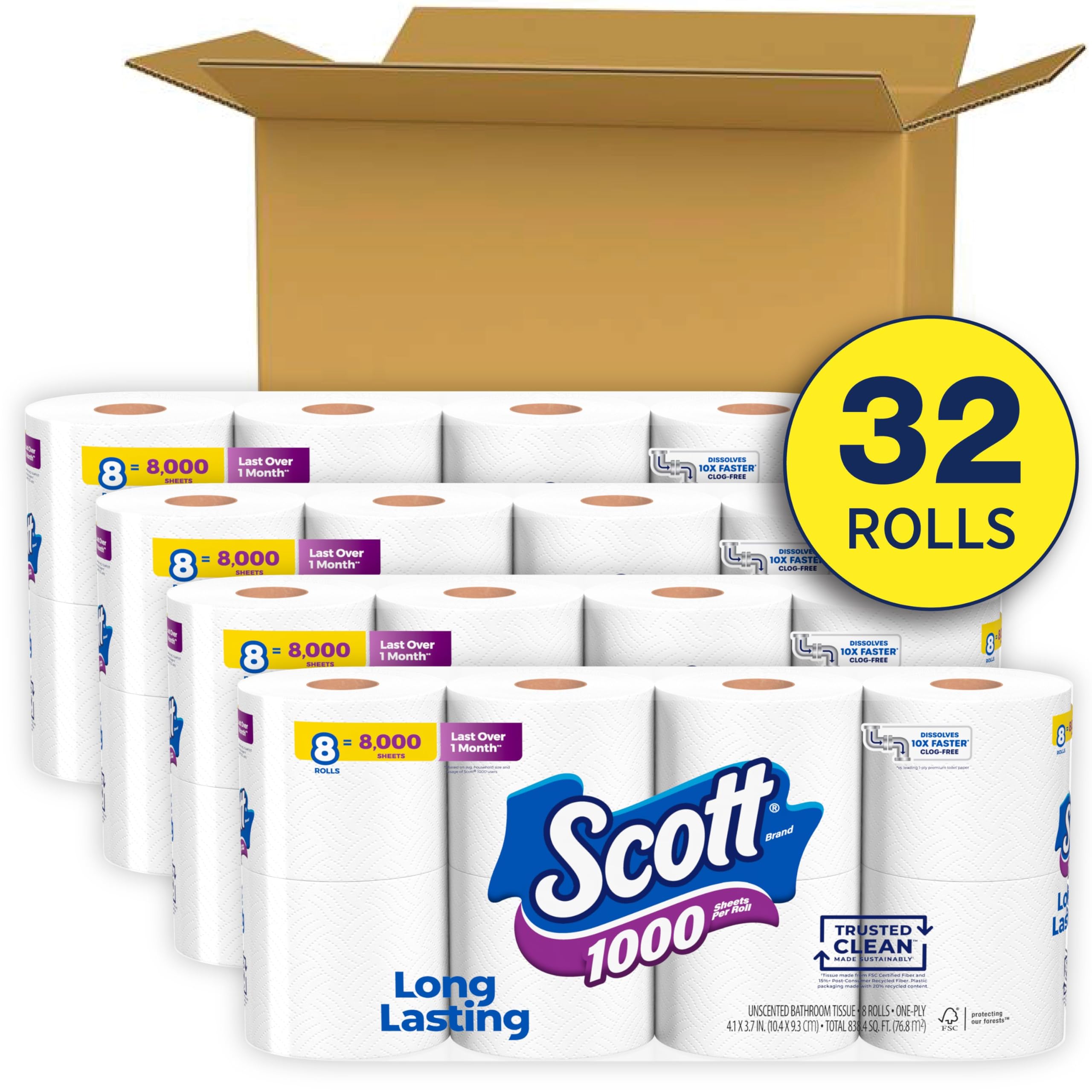 Foto 3 pulgar | Papel Higiénico Scott 1000 Trusted Clean 32 Rollos De 1 Capa - Venta Internacional.