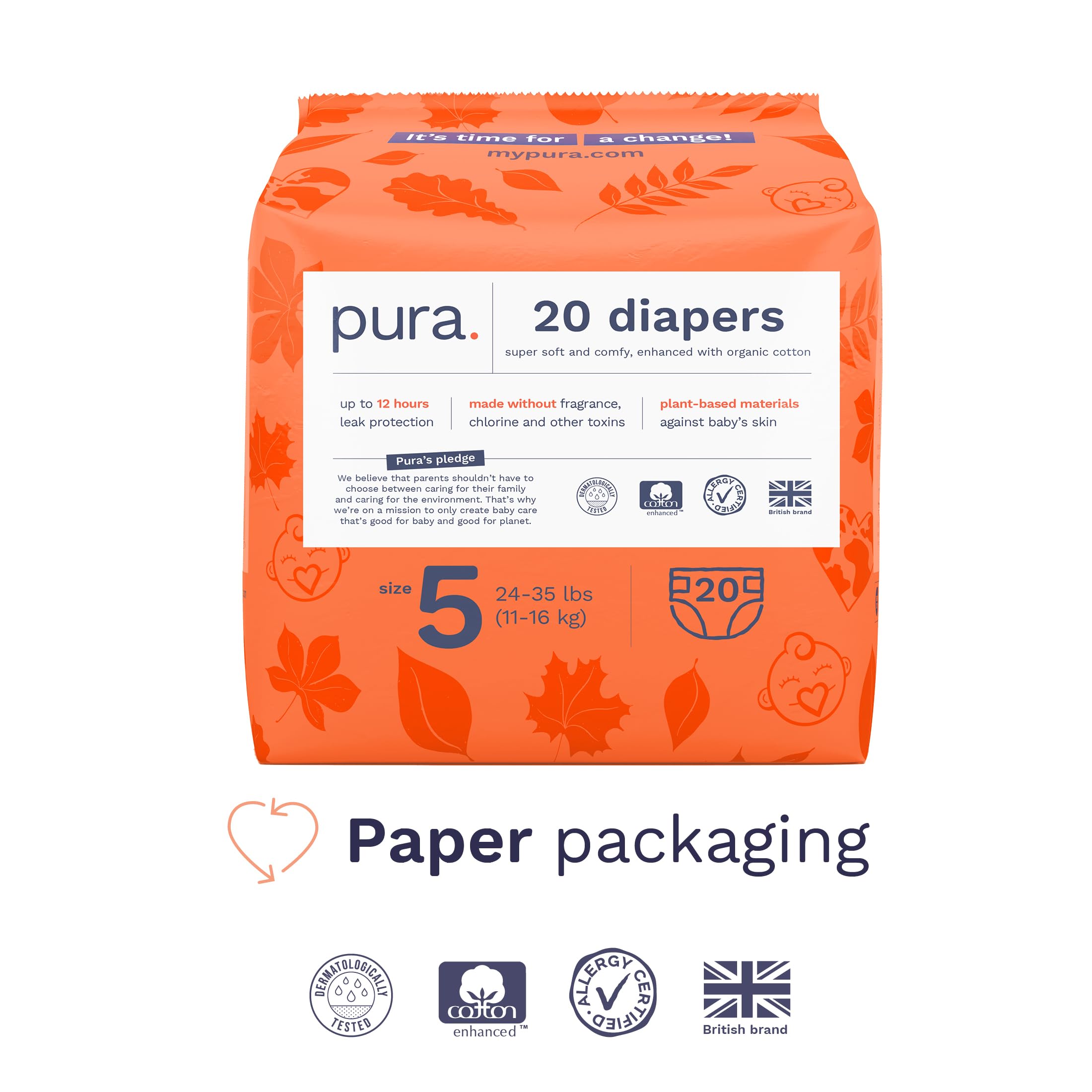 Foto 3 pulgar | Pañales Pura, Talla 5, Ecológicos, Totalmente Libres De Cloro, 24 A 35 Libras - Venta Internacional.