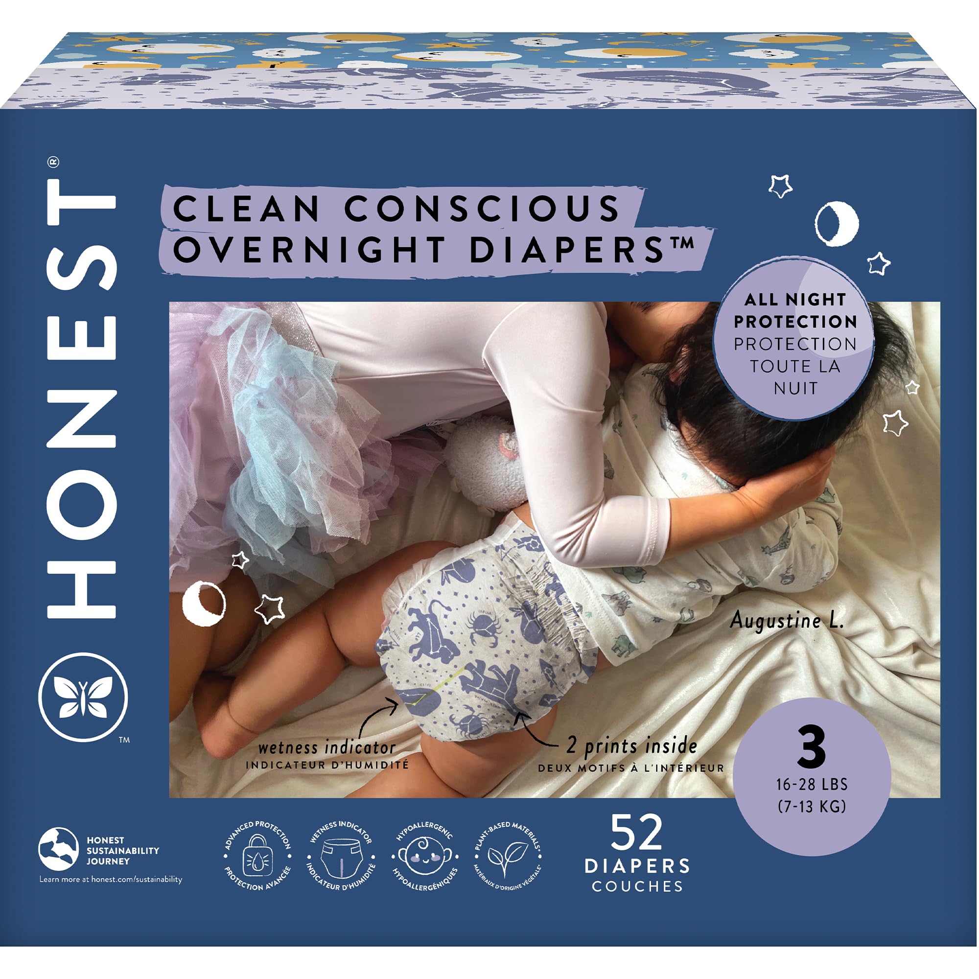 Foto 2 pulgar | Pañales The Honest Company Clean Conscious Overnight, Talla 3 - Venta Internacional.