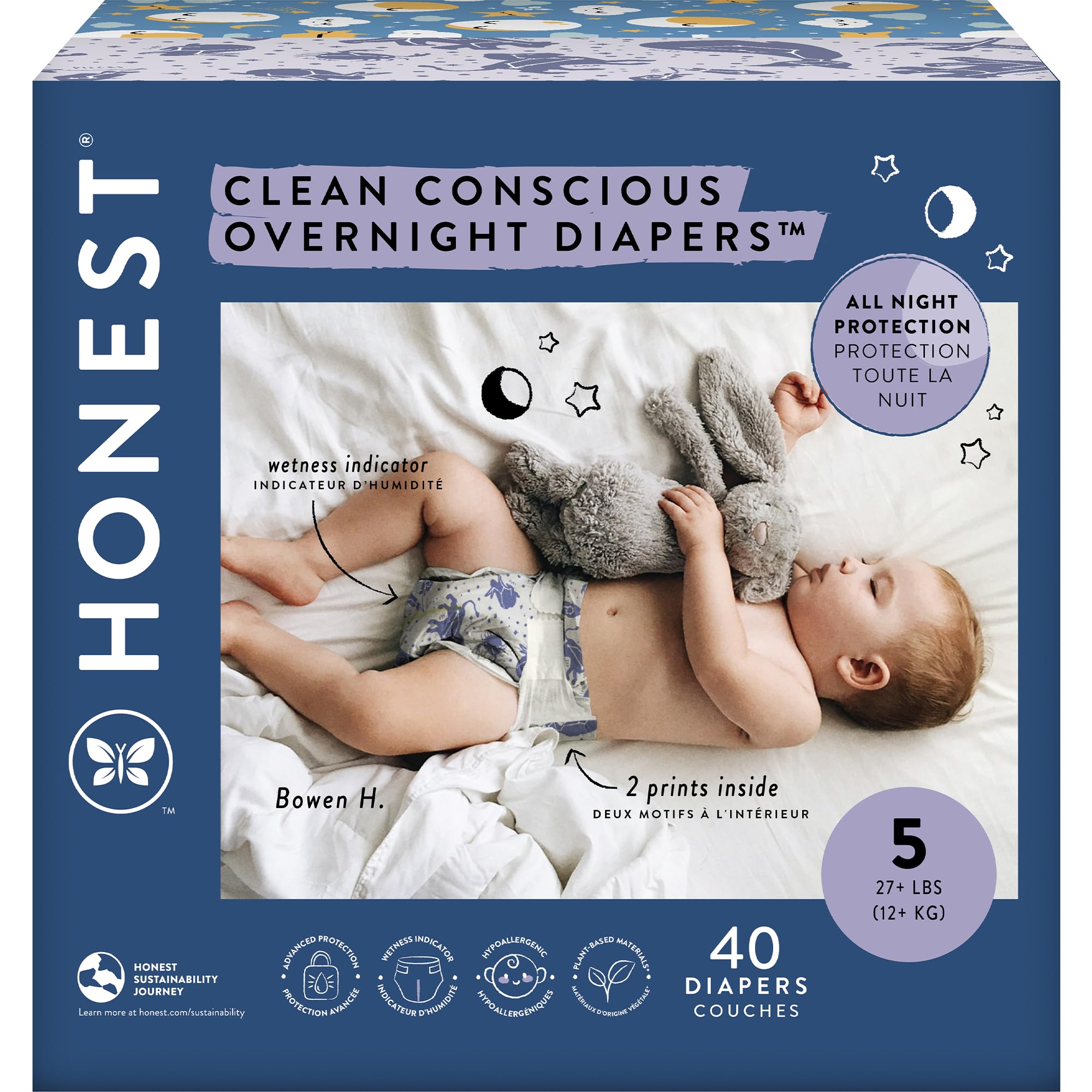 Foto 2 pulgar | Pañales De Noche The Honest Company Clean Conscious, Talla 5 - Venta Internacional.