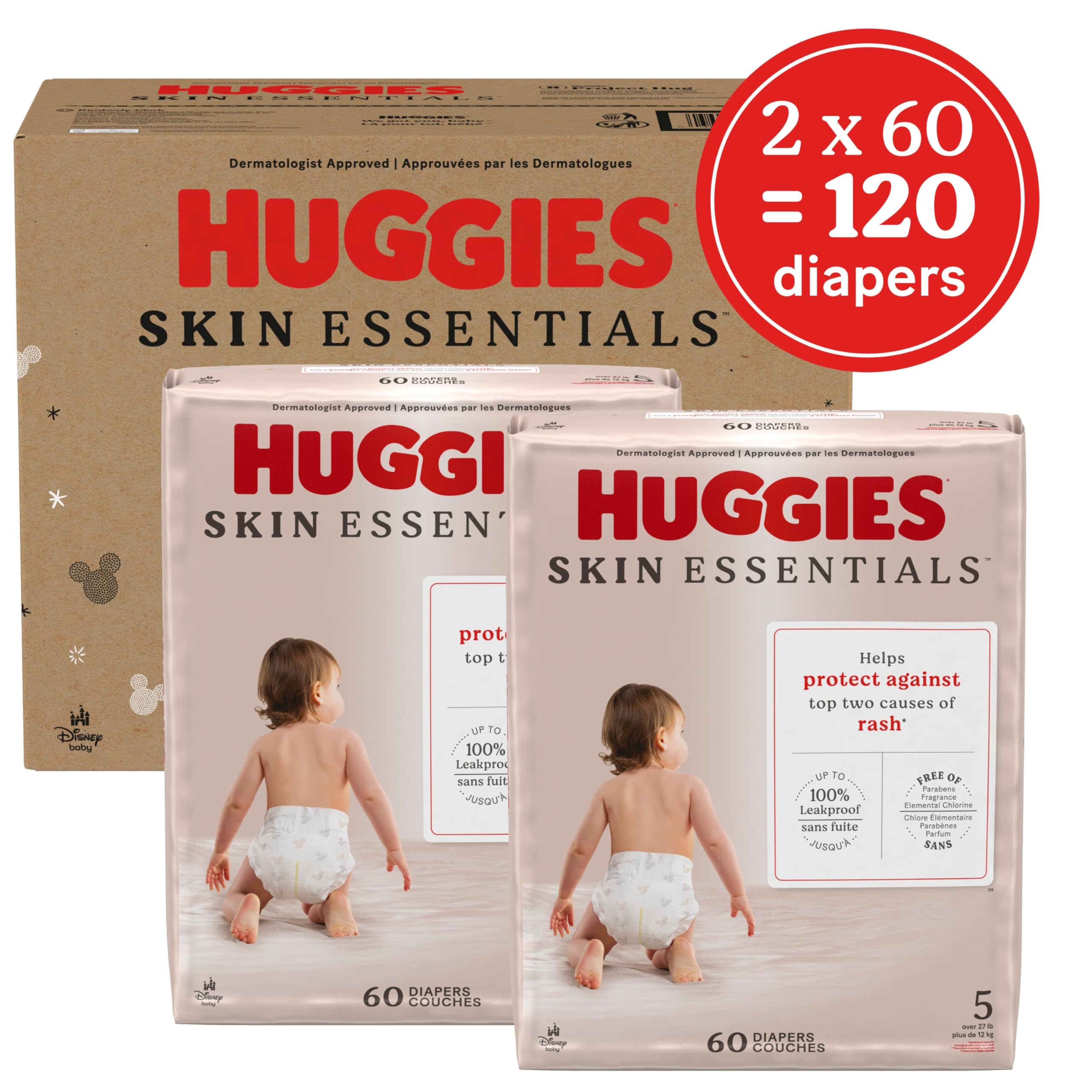 Foto 3 pulgar | Pañales Huggies Skin Essentials Tamaño 5 Para Bebé (12-17 Kg) X120 - Venta Internacional.