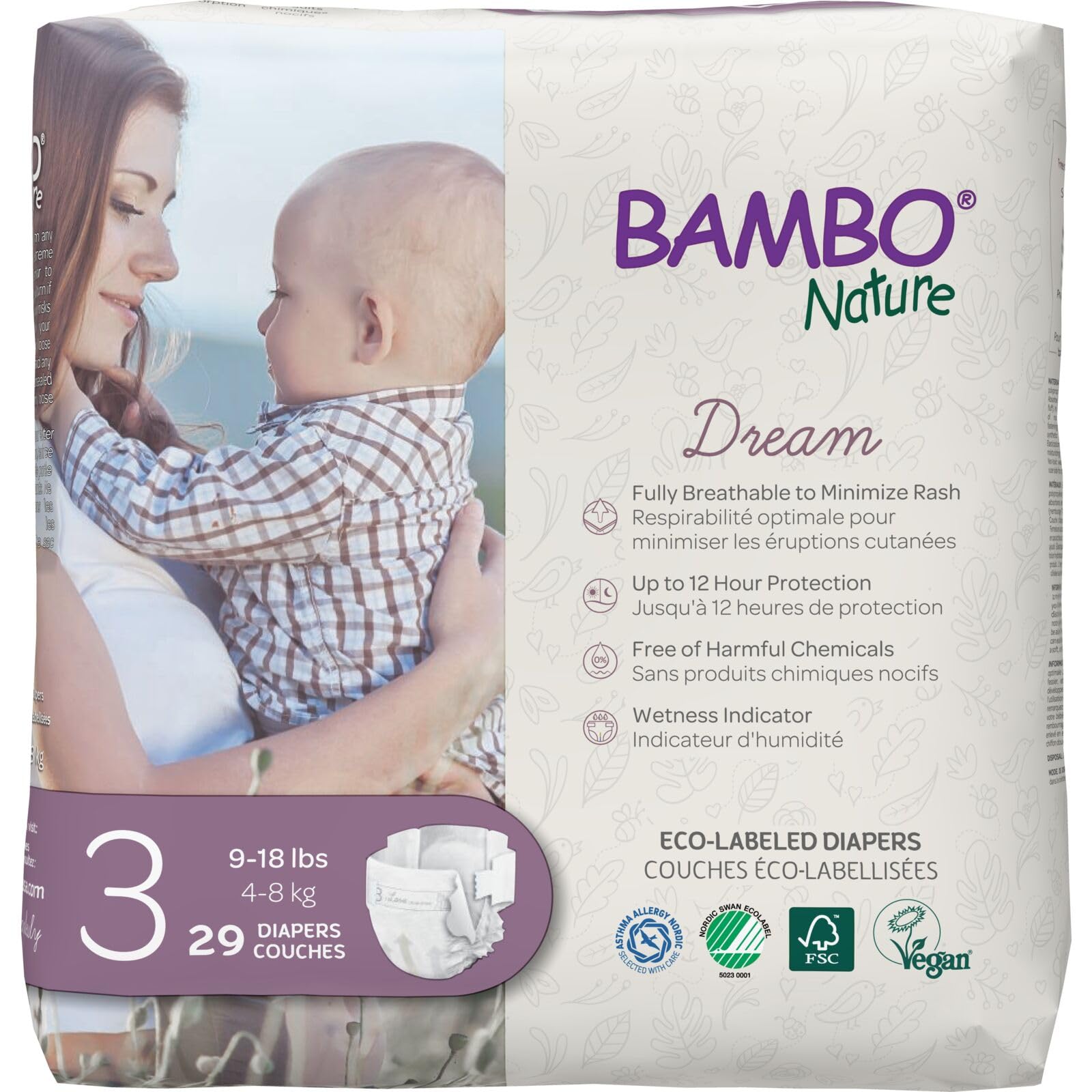 Pañales Para Bebés Bambo Nature Hipoalergénicos Tamaño 3 (9-18 Libras) - Venta Internacional.