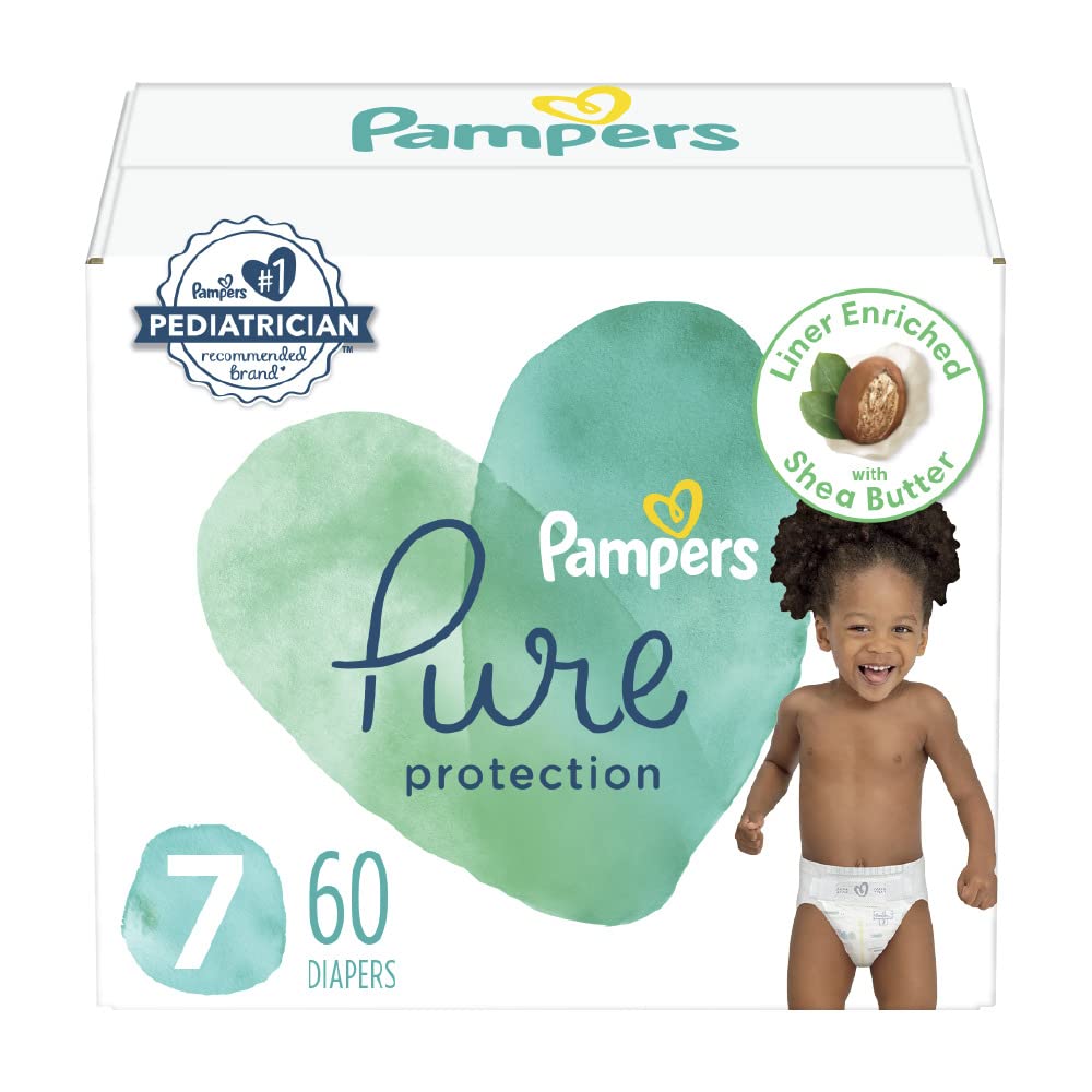 Pañales Pampers Pure Protection, Tamaño 7, 60 Unidades - Venta Internacional.