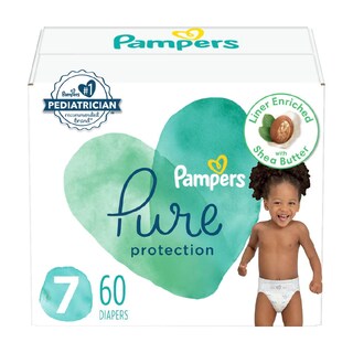 Foto 1 | Pañales Pampers Pure Protection, Tamaño 7, 60 Unidades - Venta Internacional.
