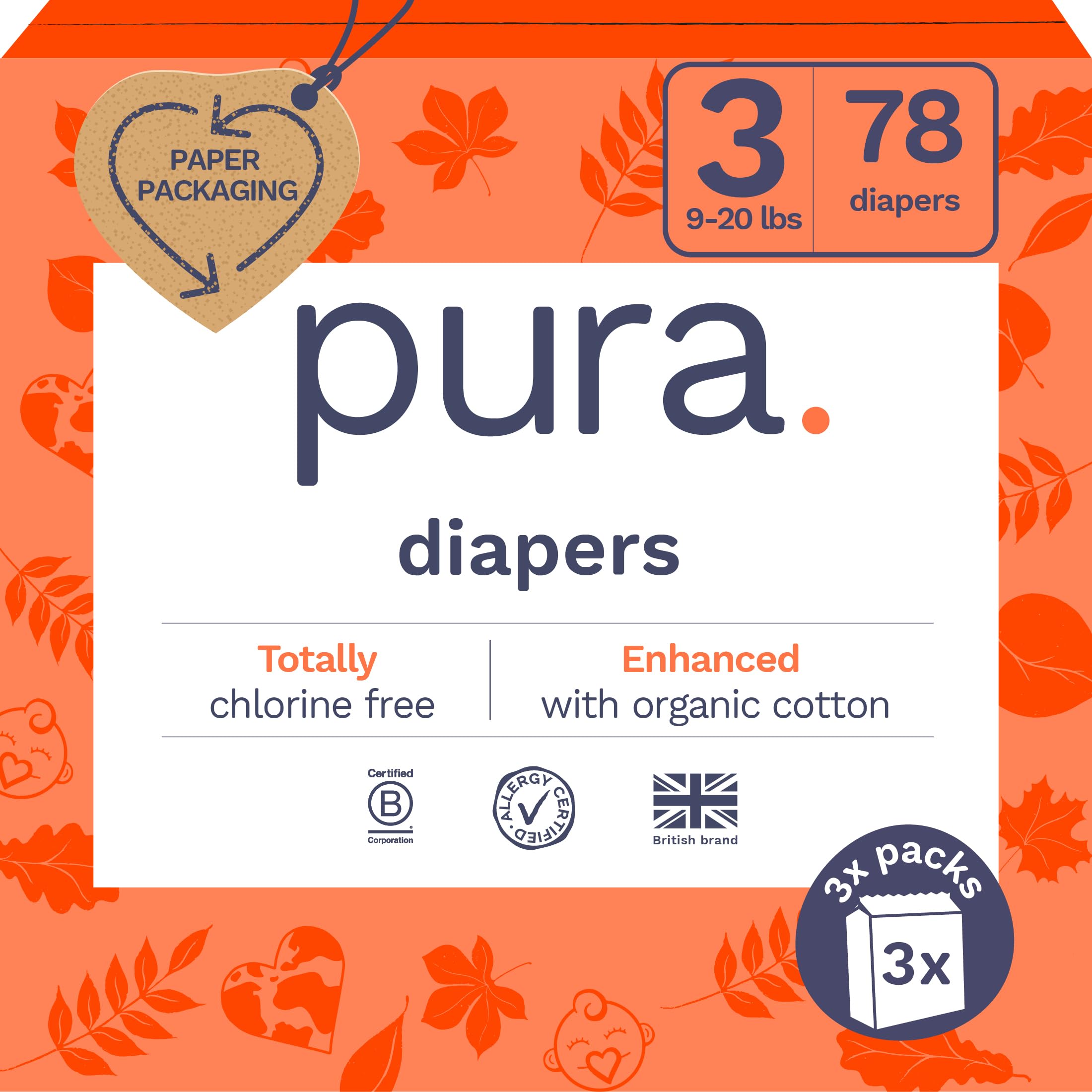 Foto 2 pulgar | Pañales Pura, Talla 3, Ecológicos, Totalmente Libres De Cloro, De 9 A 20 Libras - Venta Internacional.
