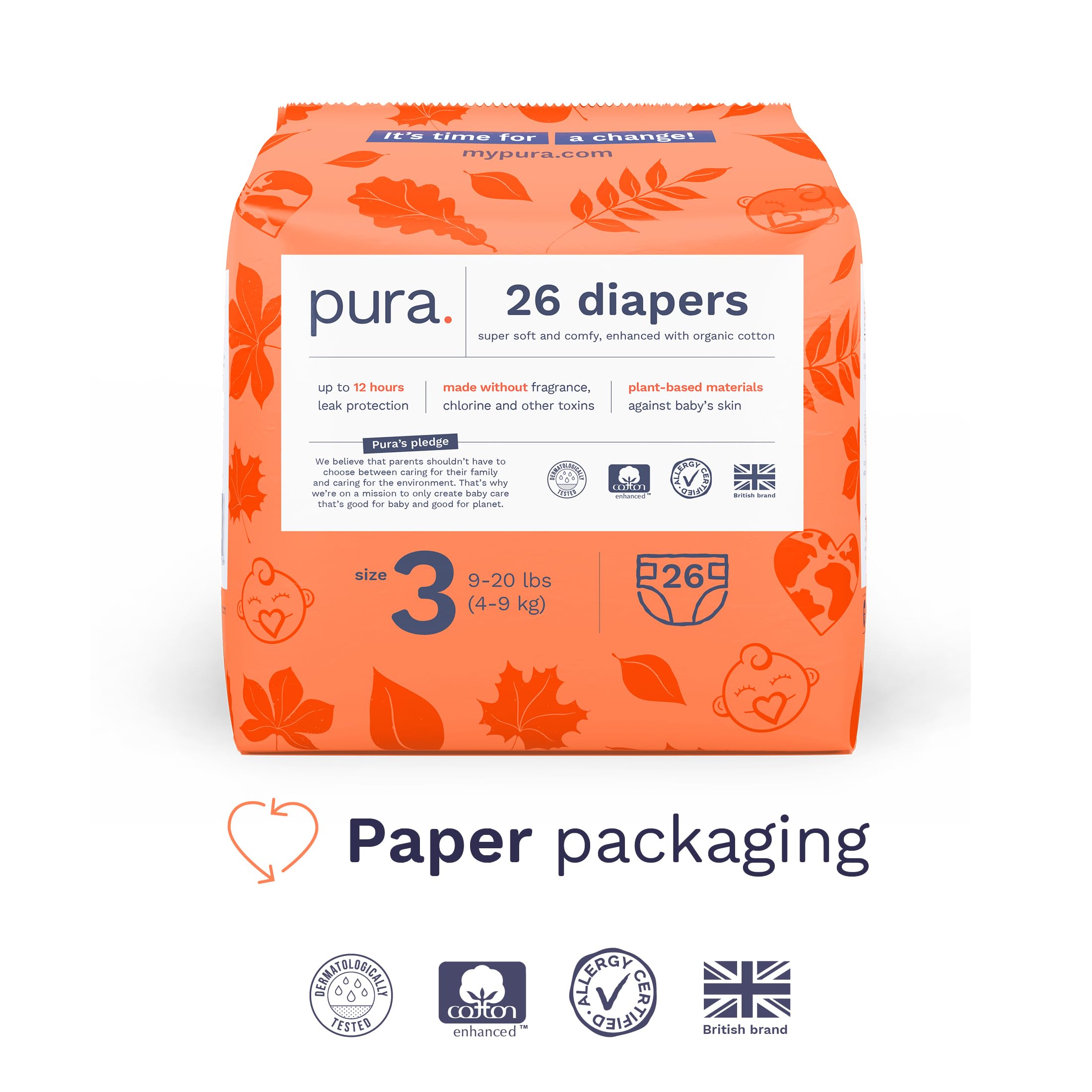 Foto 3 pulgar | Pañales Pura, Talla 3, Ecológicos, Totalmente Libres De Cloro, De 9 A 20 Libras - Venta Internacional.