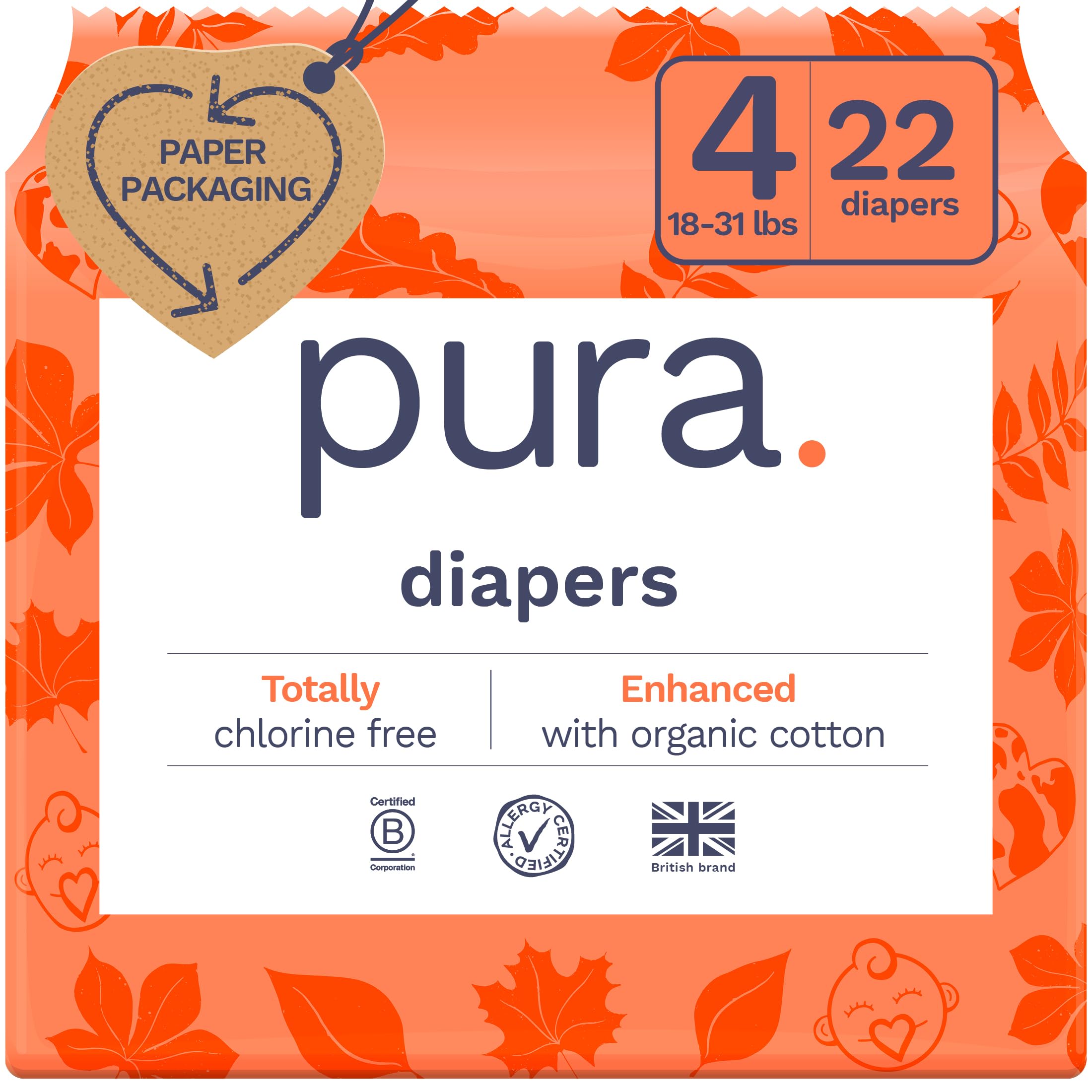 Pañales Pura Talla 4 Ecológicos Totalmente Libres De Cloro 22u - Venta Internacional.